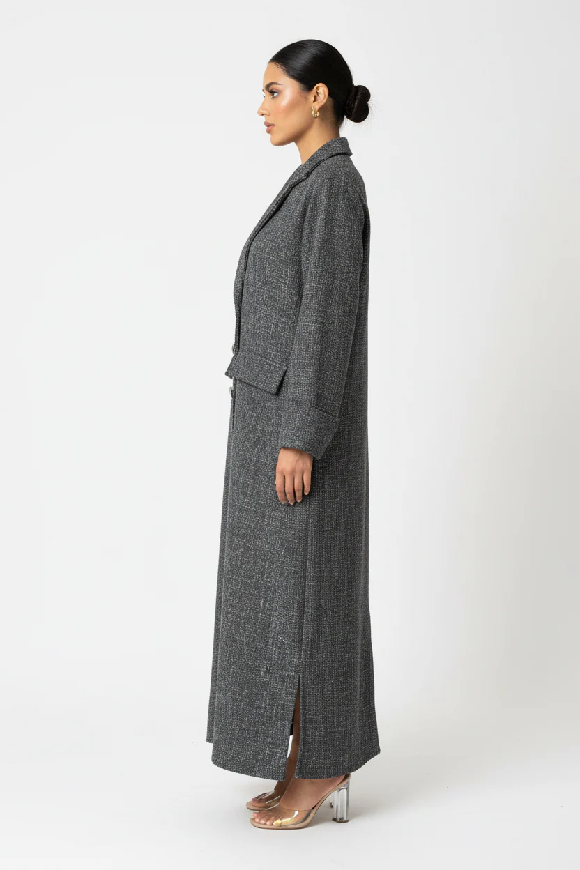 C 1907 Grey Tweed Abaya - Image 3
