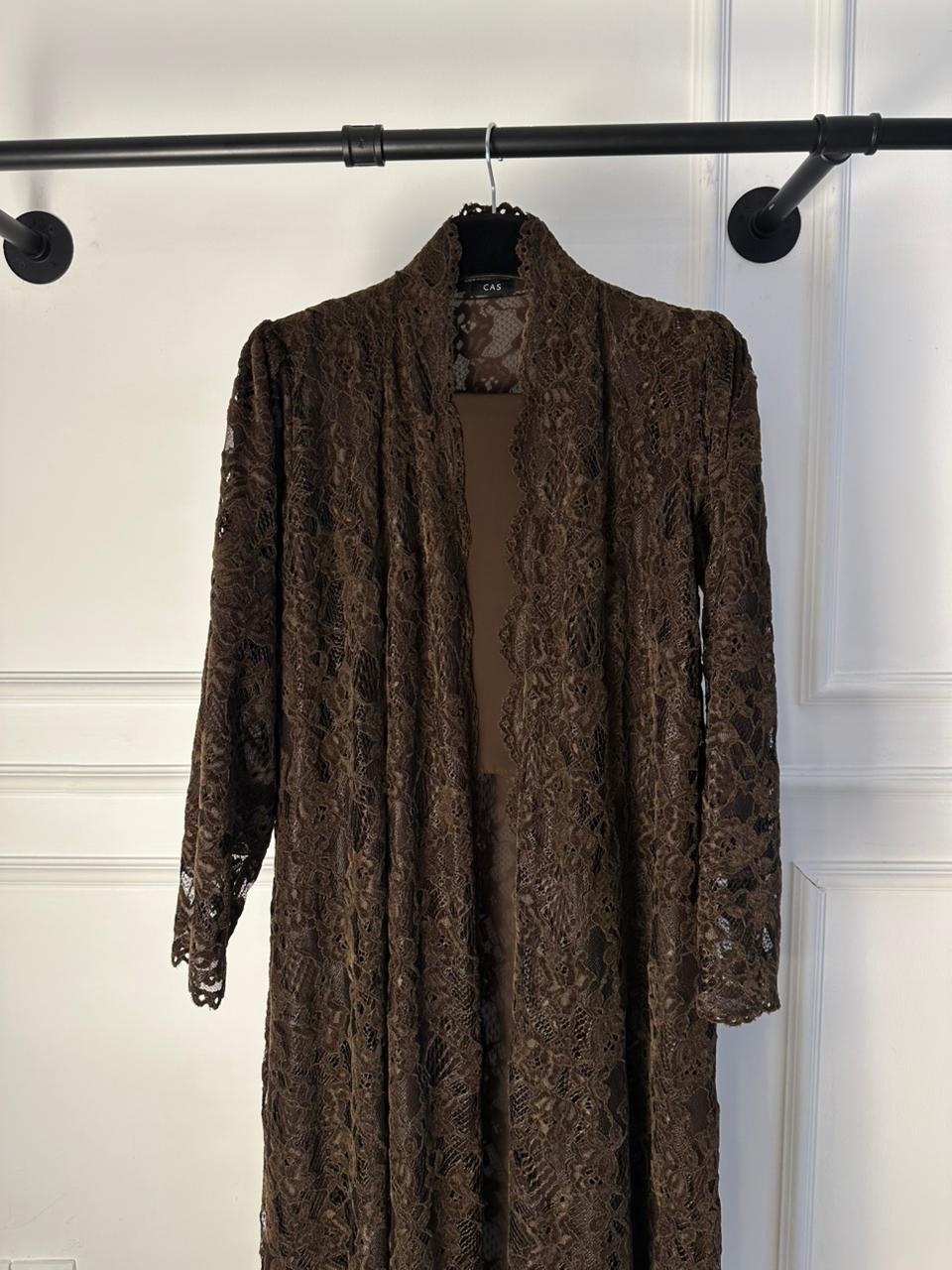 C 1912-01 Brown Dantel Abaya - Image 3