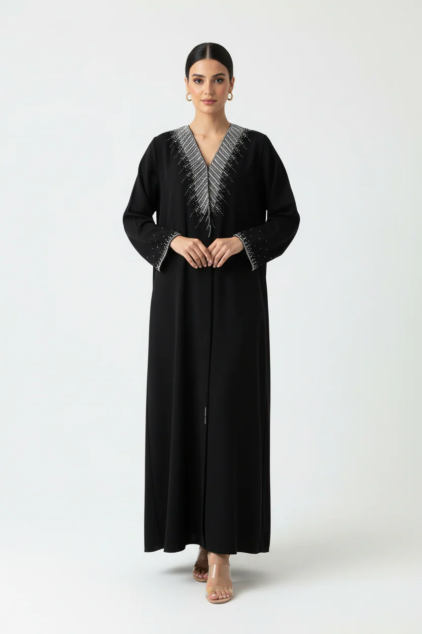 C 1919 Black Beaded Abaya - Image 2