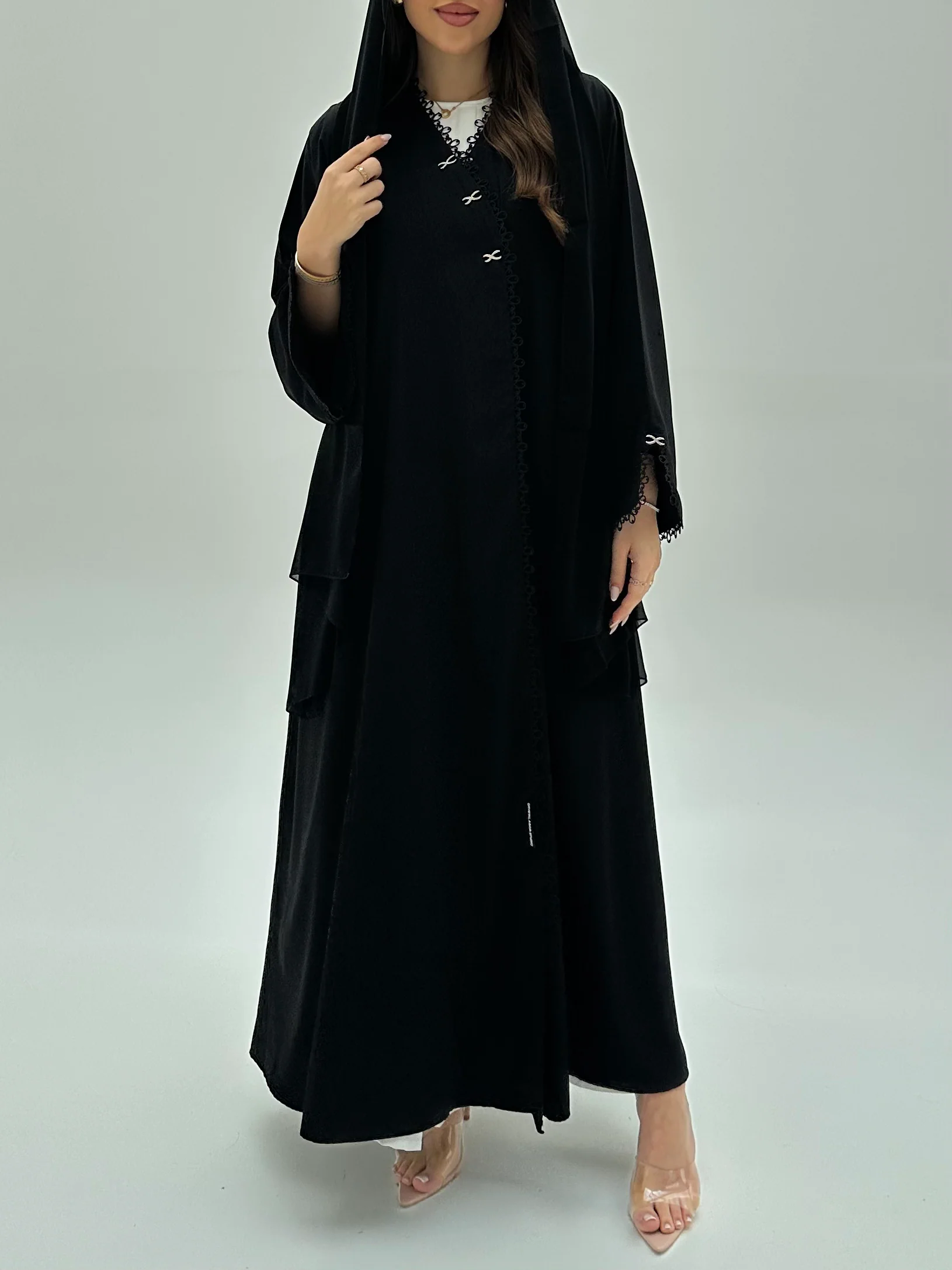 C 1944 Black Lace Abaya - Image 4