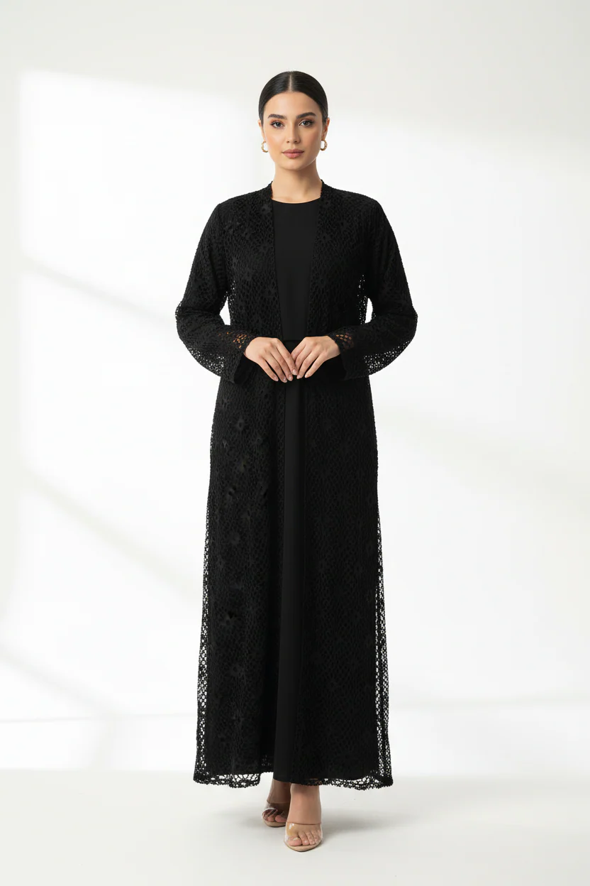 C 1982 Black Dantel Abaya - Image 2