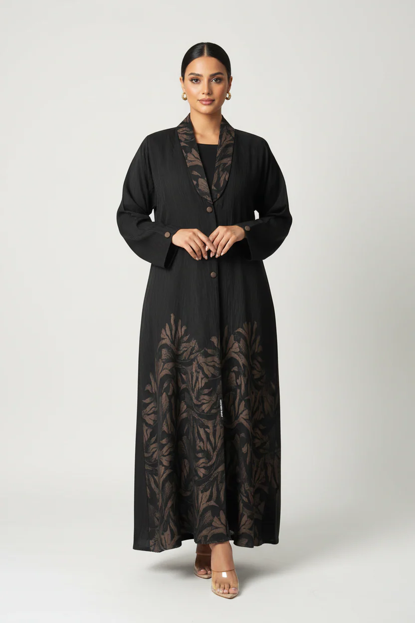 C 1998 Black Printed Abaya - Image 2