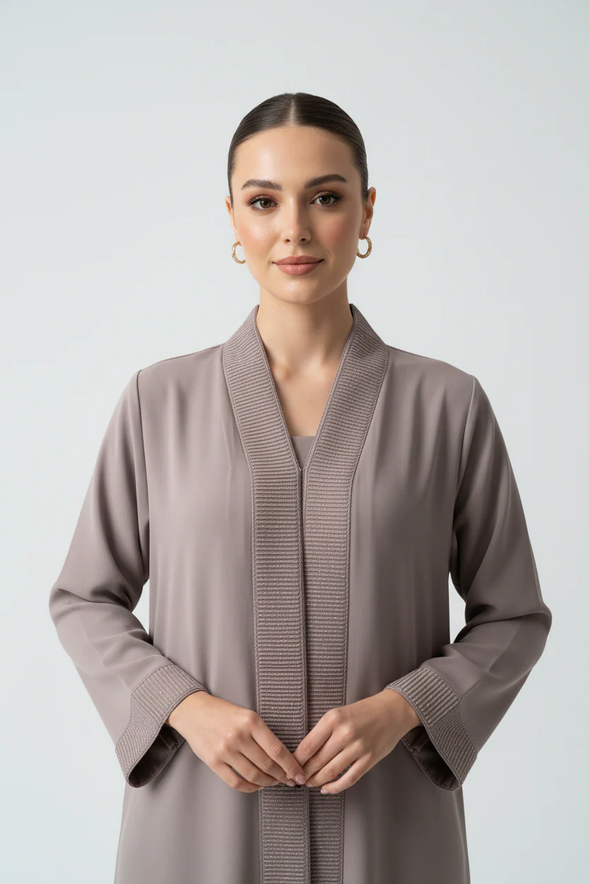 C 2003 Mauve Embroidered Abaya