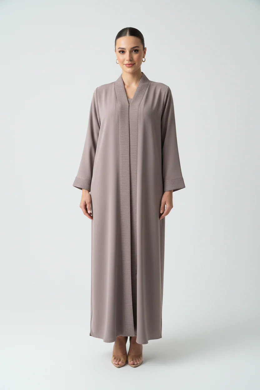 C 2003 Mauve Embroidered Abaya - Image 2