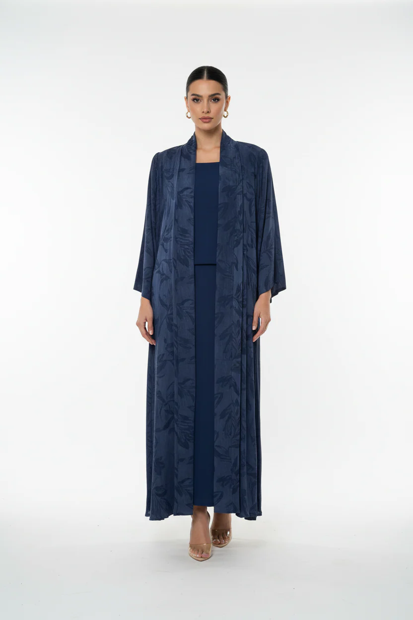 C 2028-01 Premium Blue Floral Abaya - Image 2