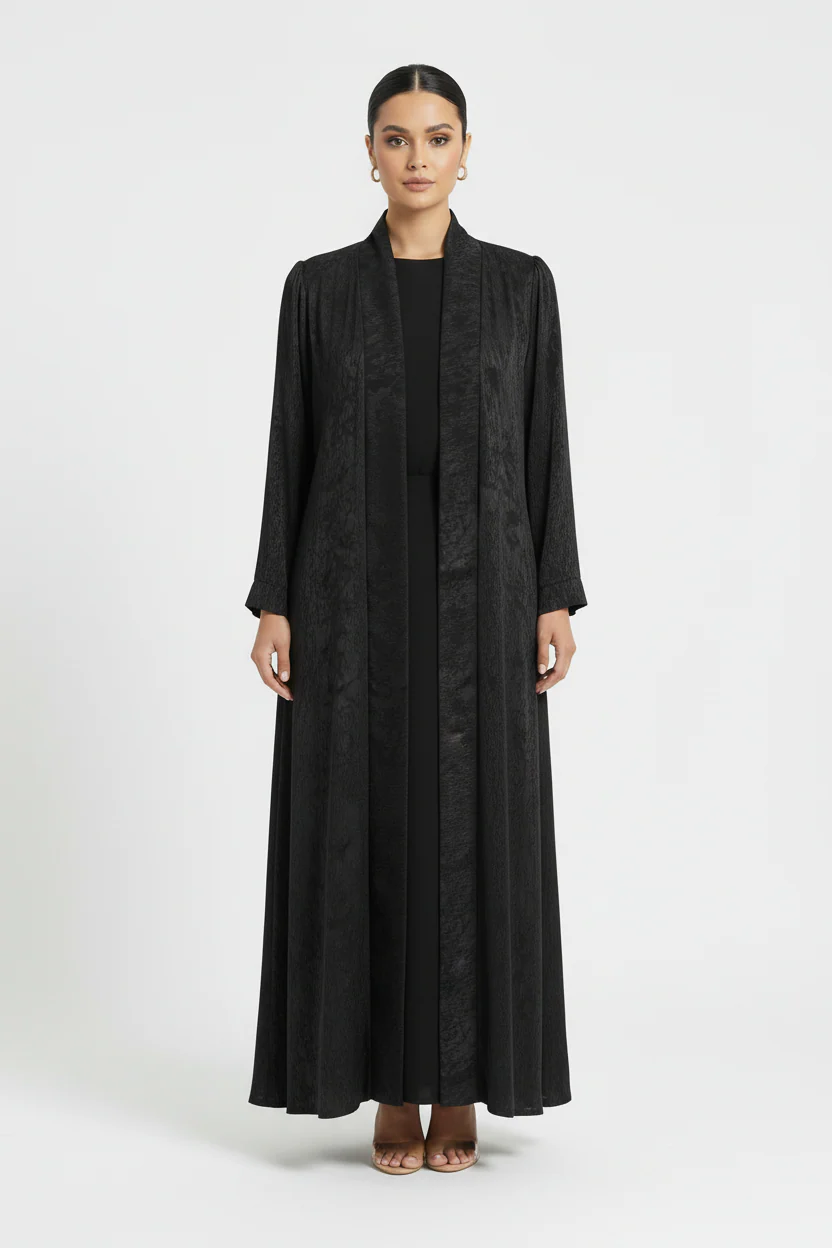 C 2029-02 Premium Black Printed Abaya - Image 2