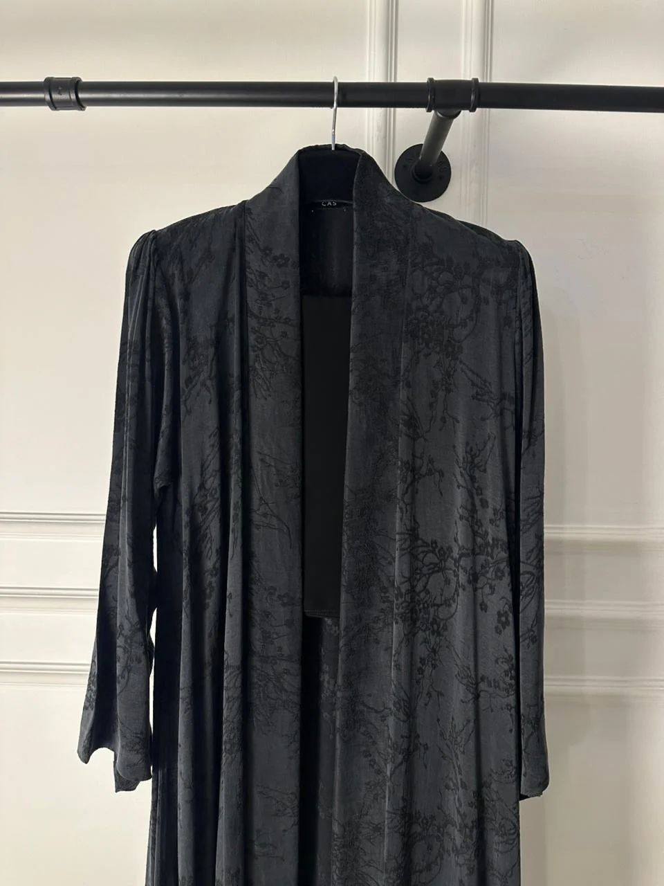 C 2030-02 Premium Black Floral Abaya - Image 3