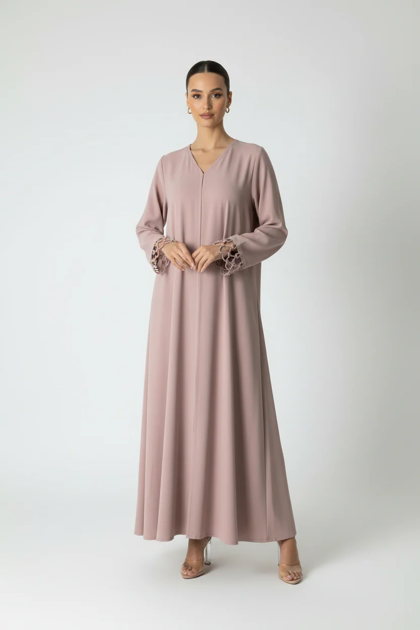 C 2035 Dusty Rose Abaya - Image 2
