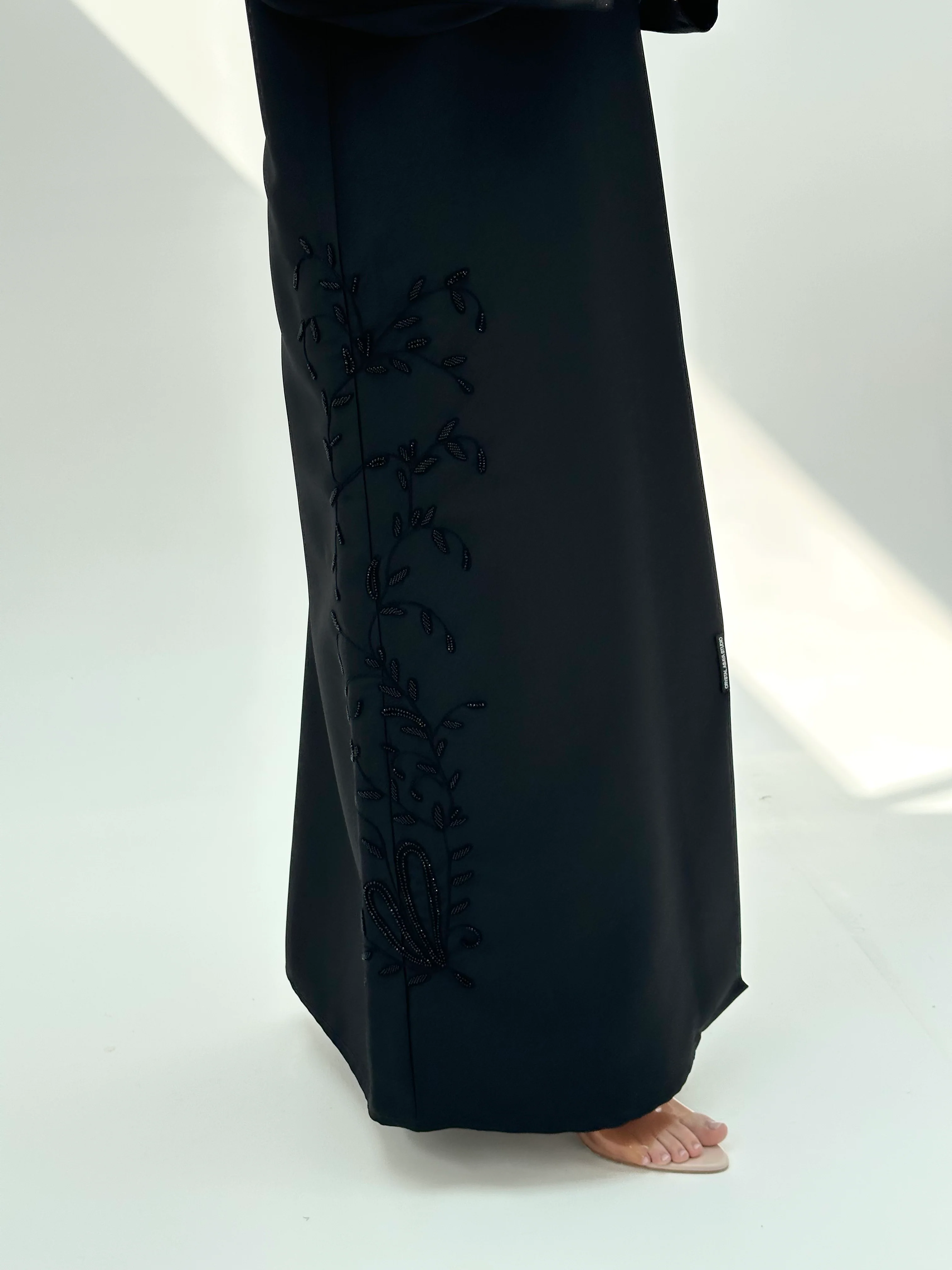C 2050 Black Beaded Abaya - Image 2