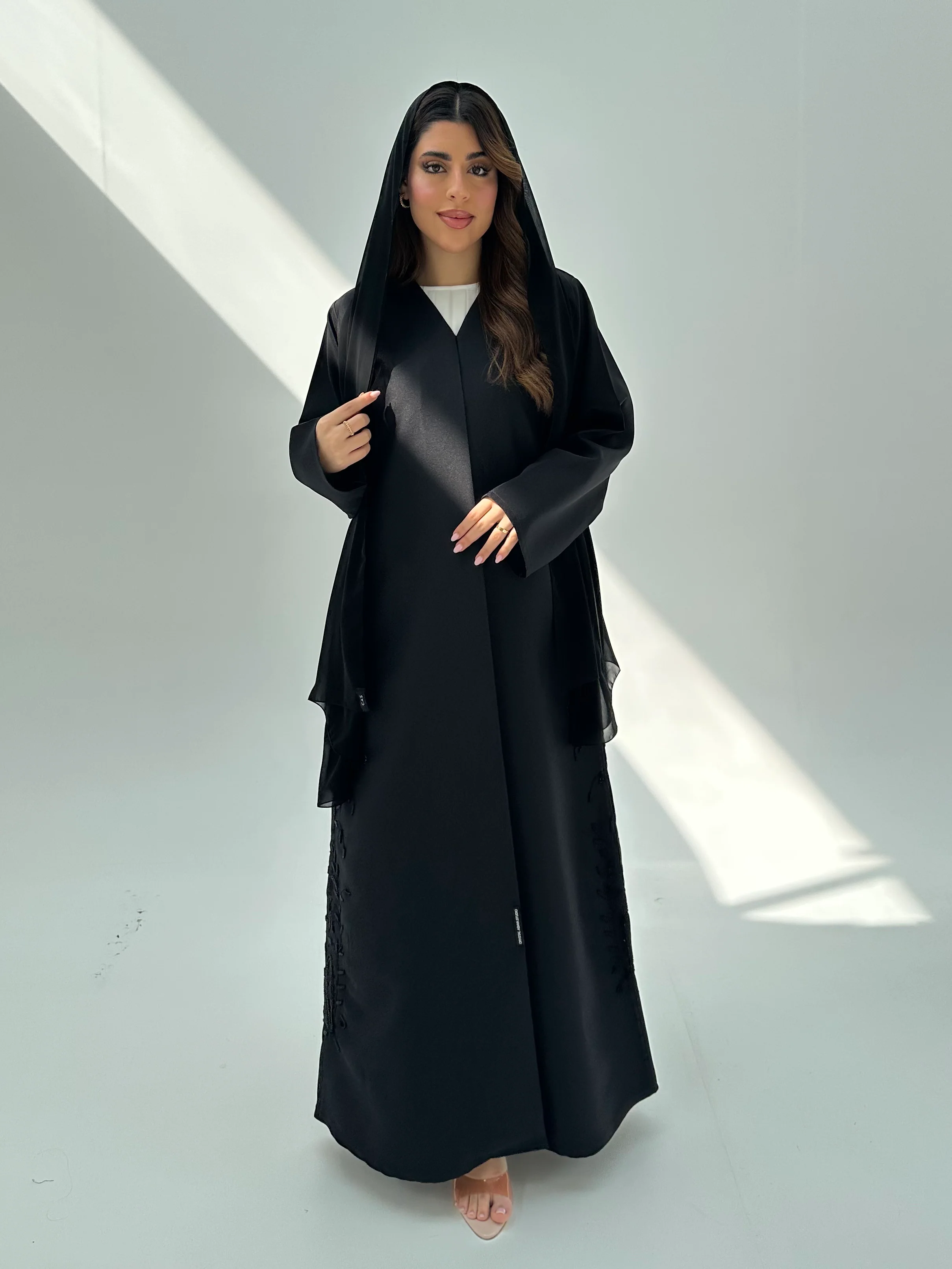 C 2050 Black Beaded Abaya - Image 5