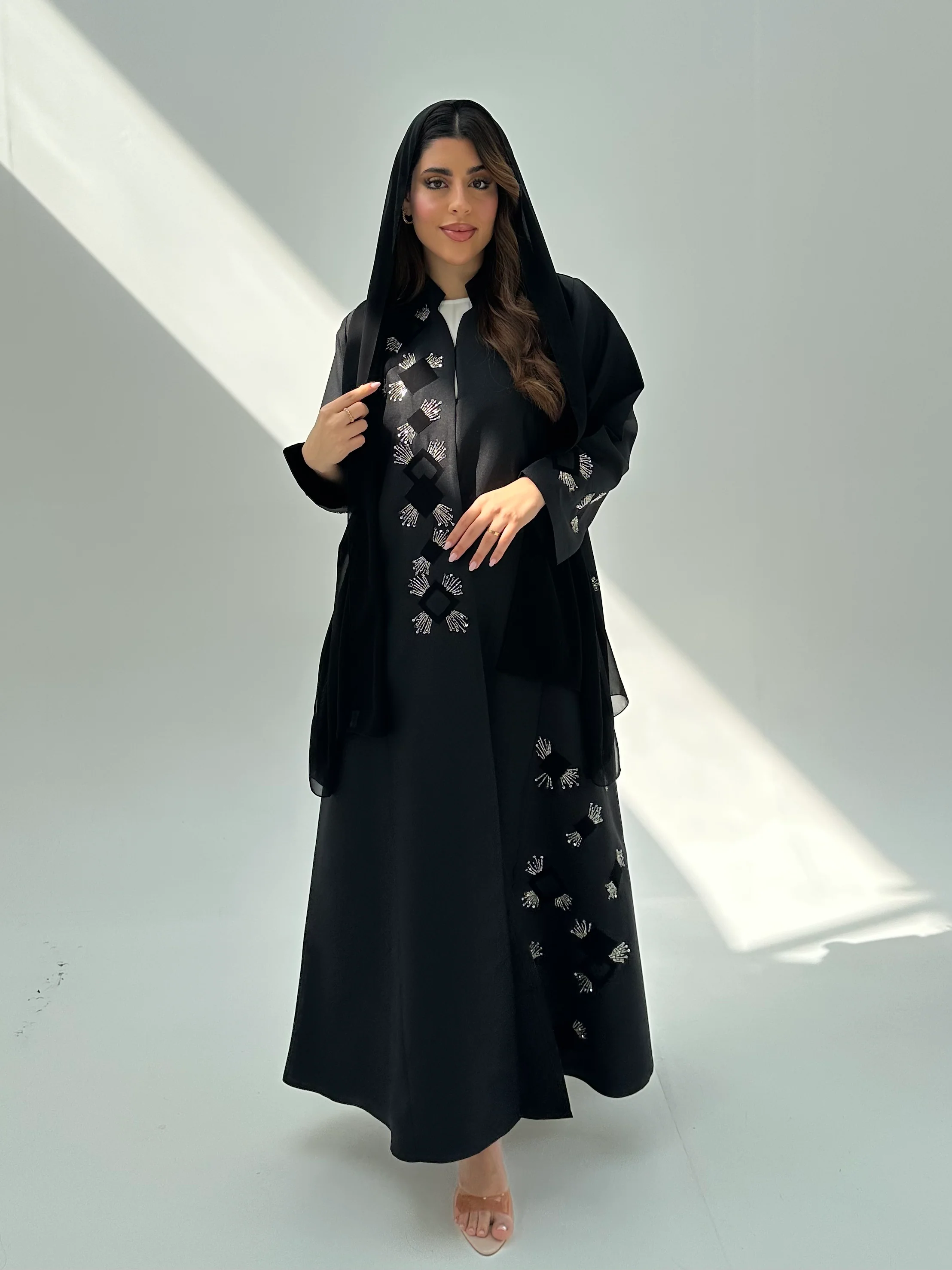 C 2052 Black Beaded Abaya - Image 5