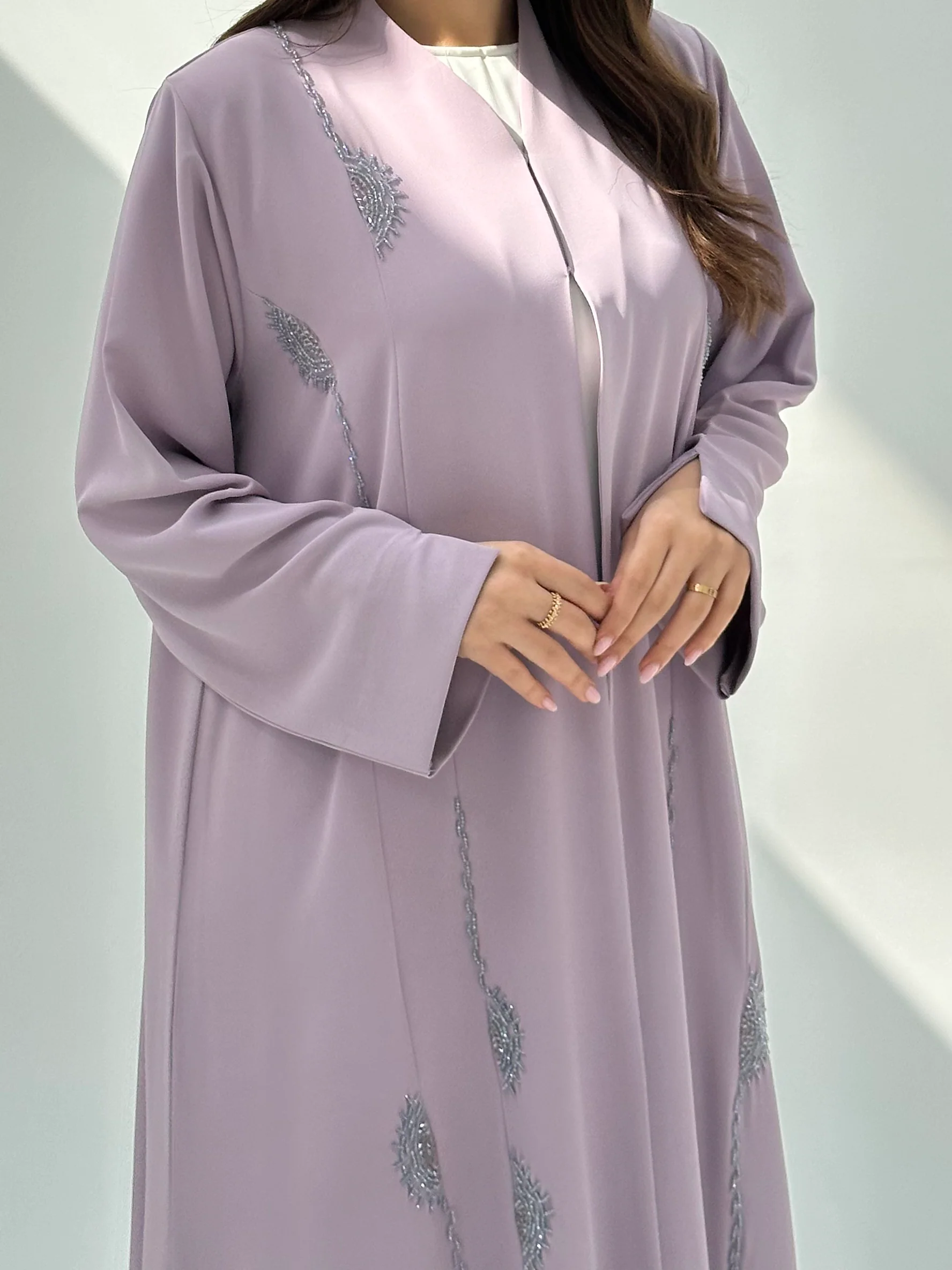 C 2054 Lavender Beaded Abaya - Image 2