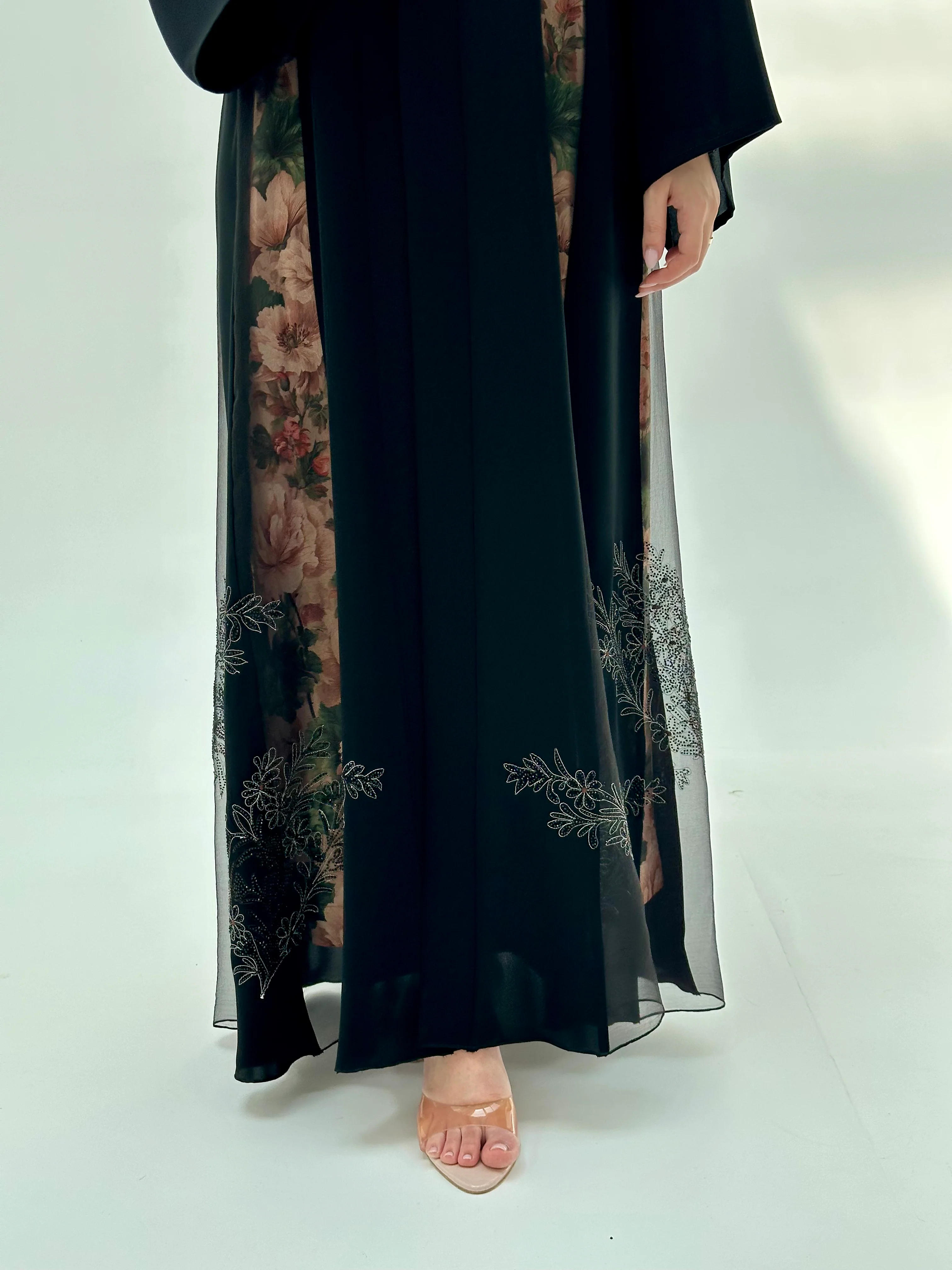 C 2066 Black Lace Abaya - Image 4