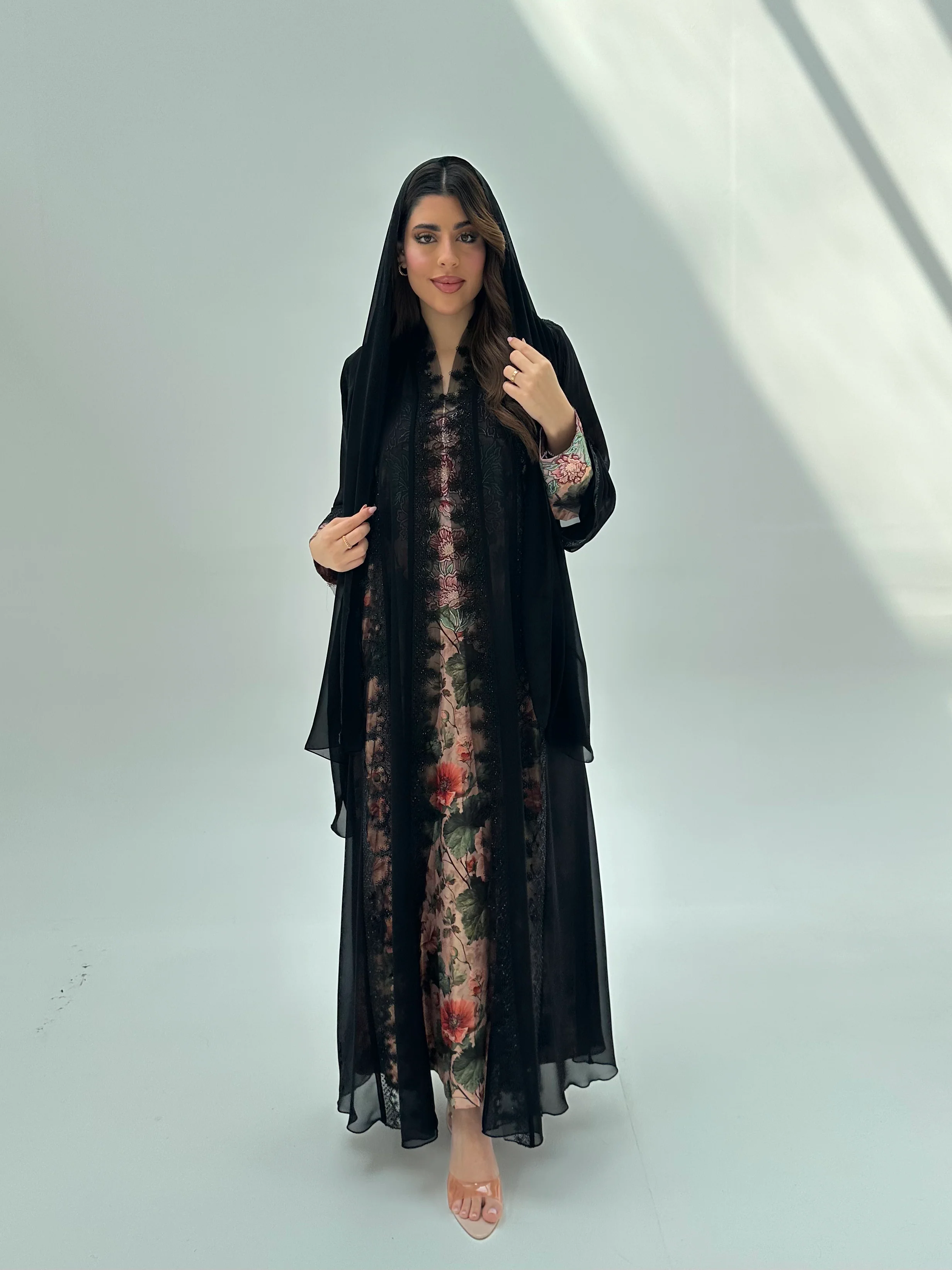 C 2071 Black Lace Abaya - Image 5