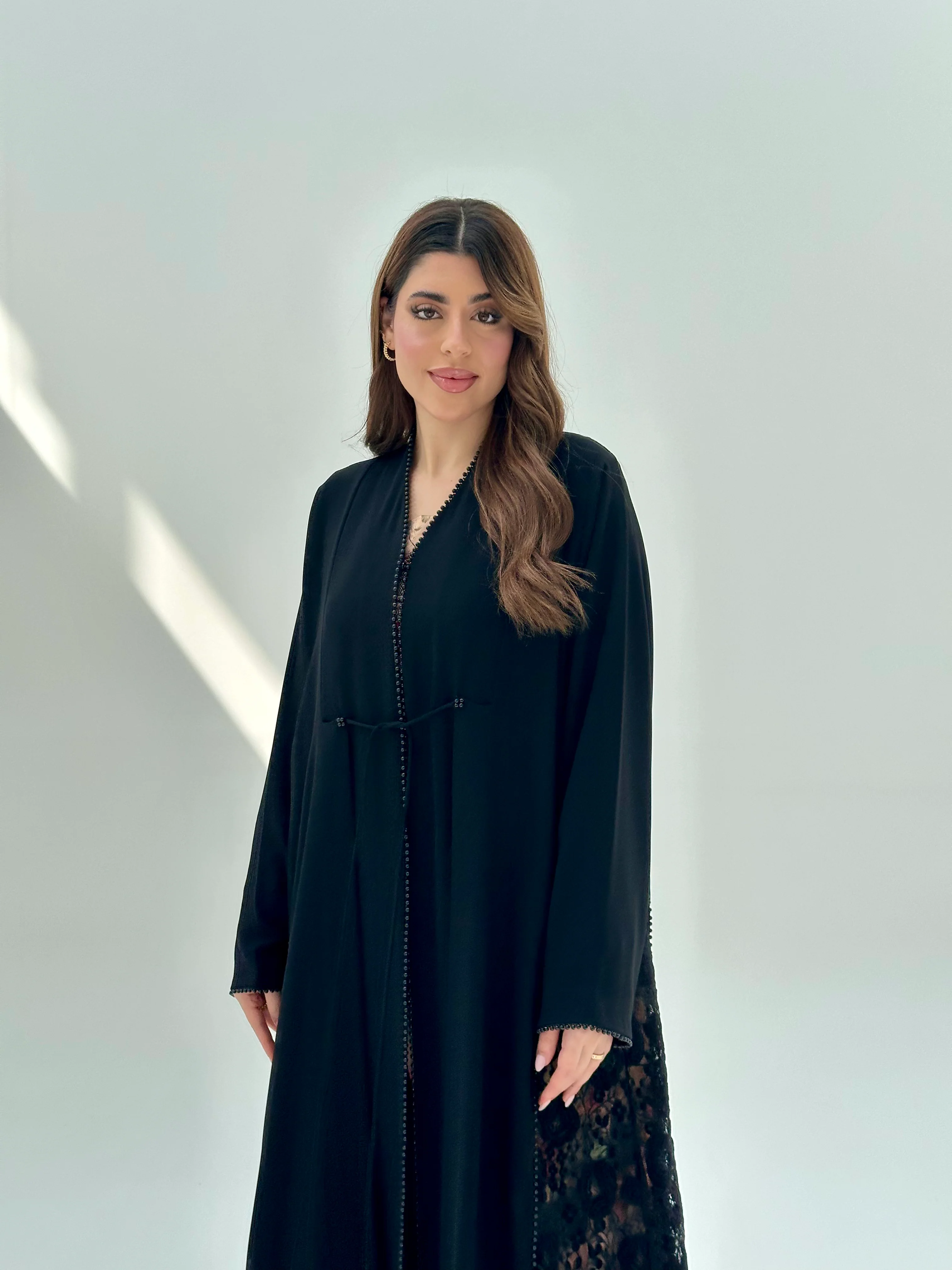 C 2078 Black Lace Abaya - Image 3