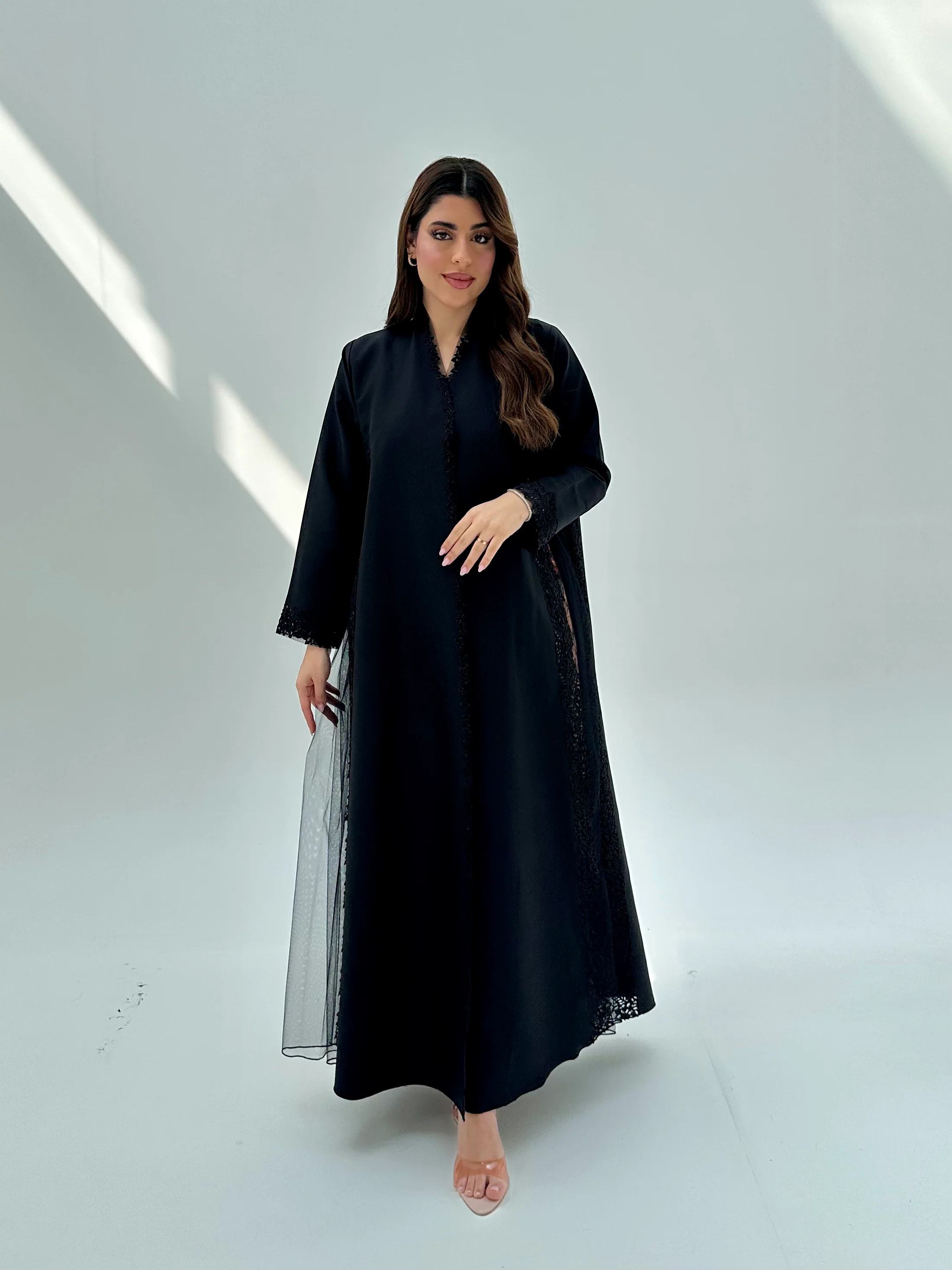 C 2079 Black Lace Abaya - Image 2