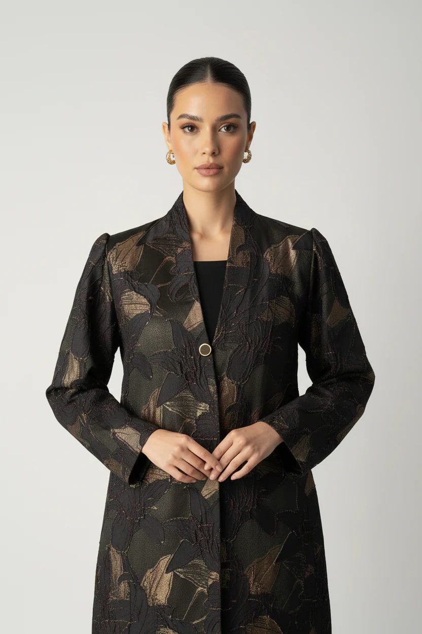 C 2083-04 Black Gold Abaya