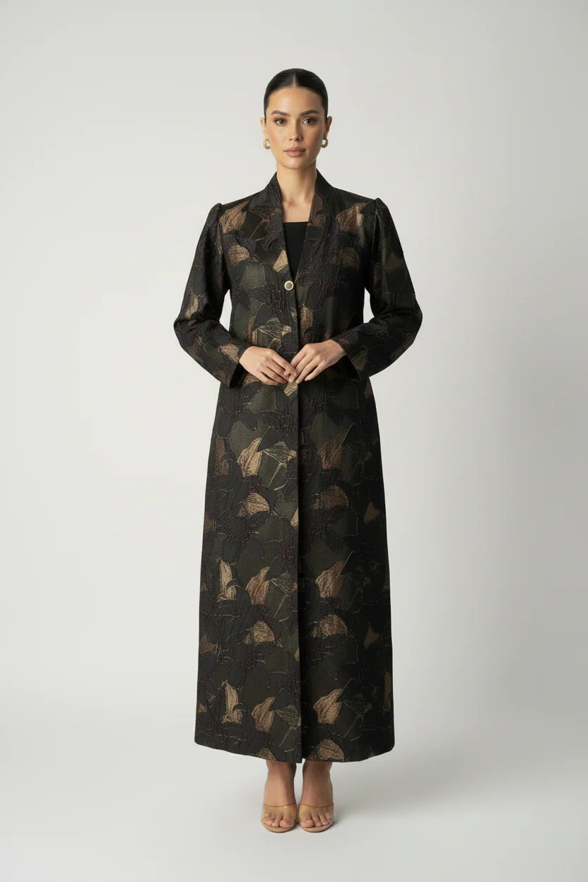 C 2083-04 Black Gold Abaya - Image 2