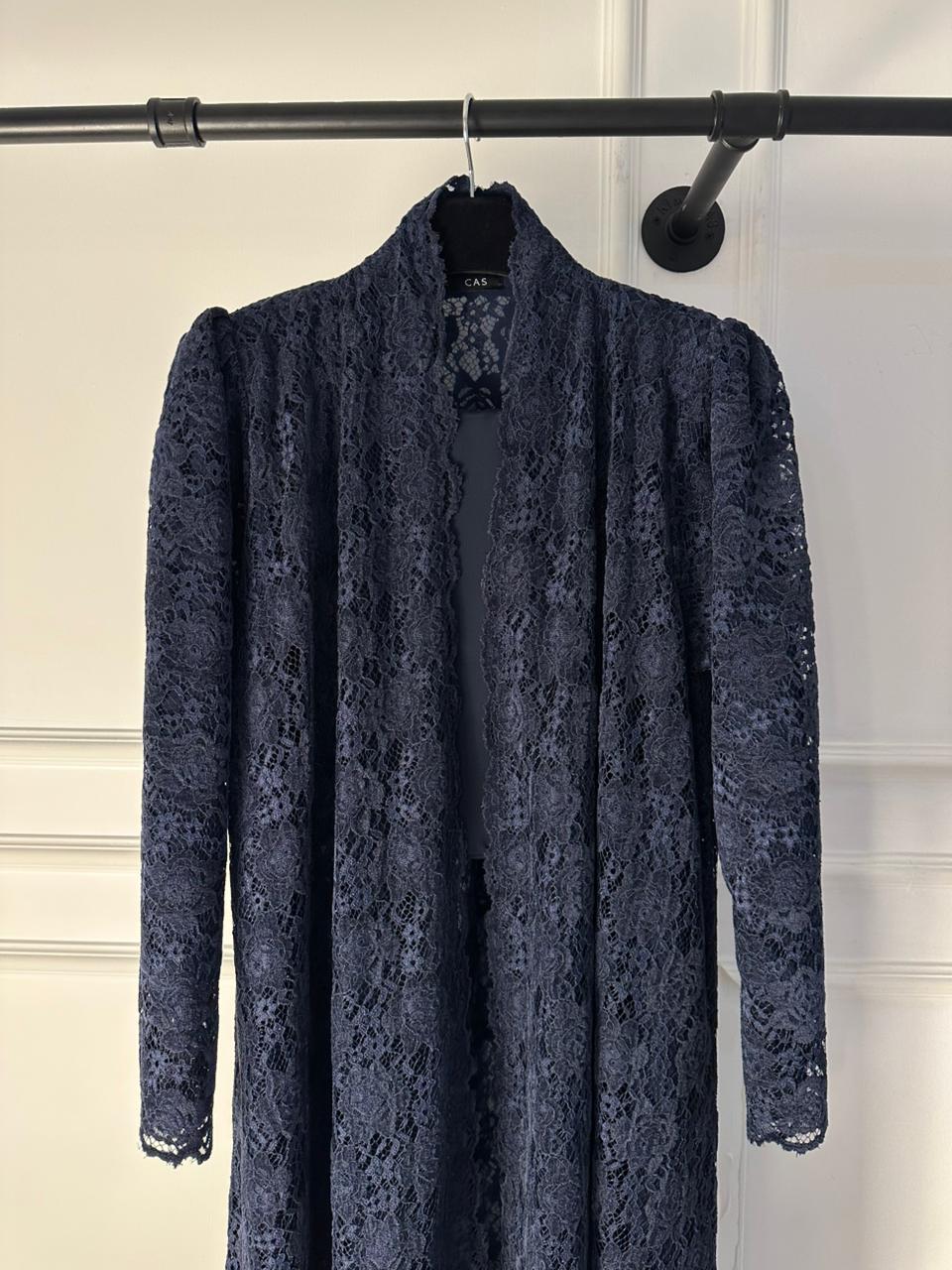 C 2088-02 Navy Blue Dantel Abaya - Image 3