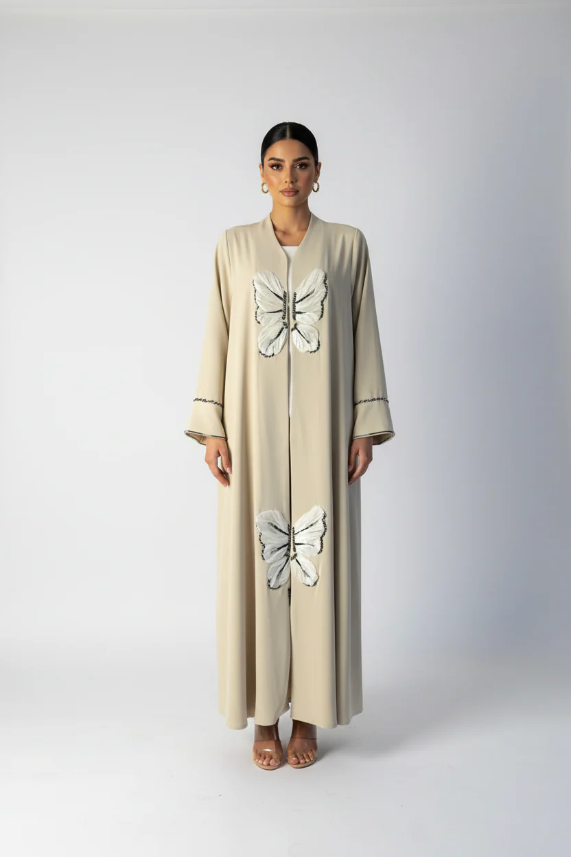 C 2094 Pastel Yellow Amira Abaya - Image 2