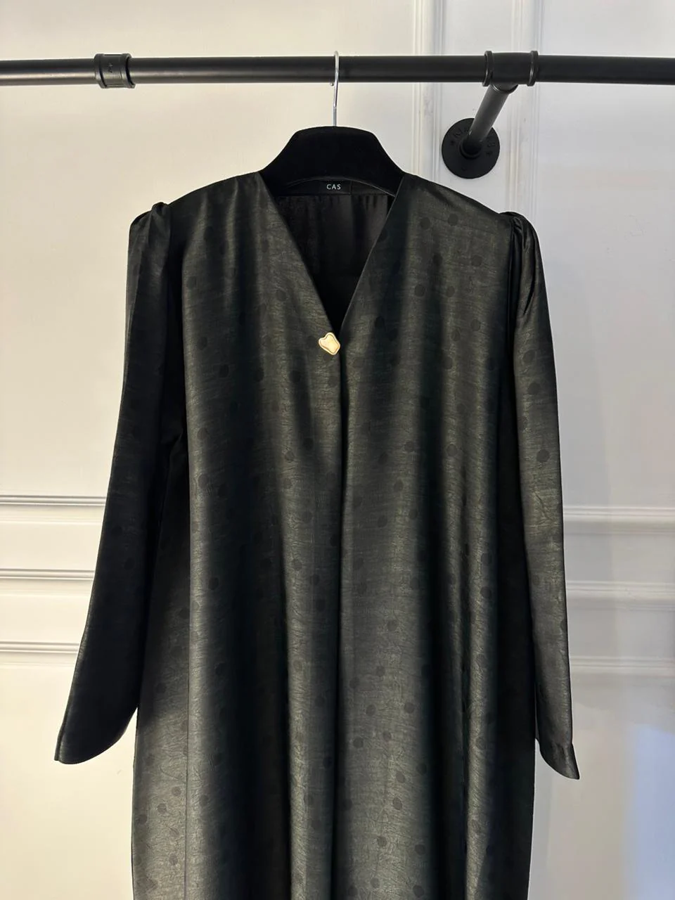 C 2112-02 Dark Green Polka Dot Abaya - Image 3