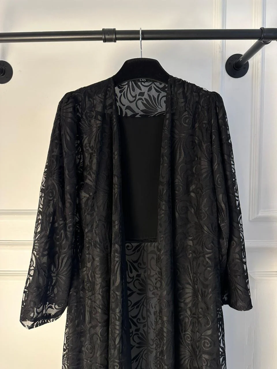 C 2113 Black Dantel Abaya - Image 3