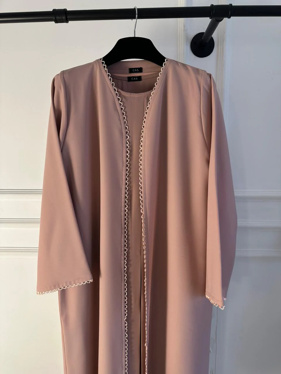 C 2118-01 Blush Pink Lace Abaya - Image 3