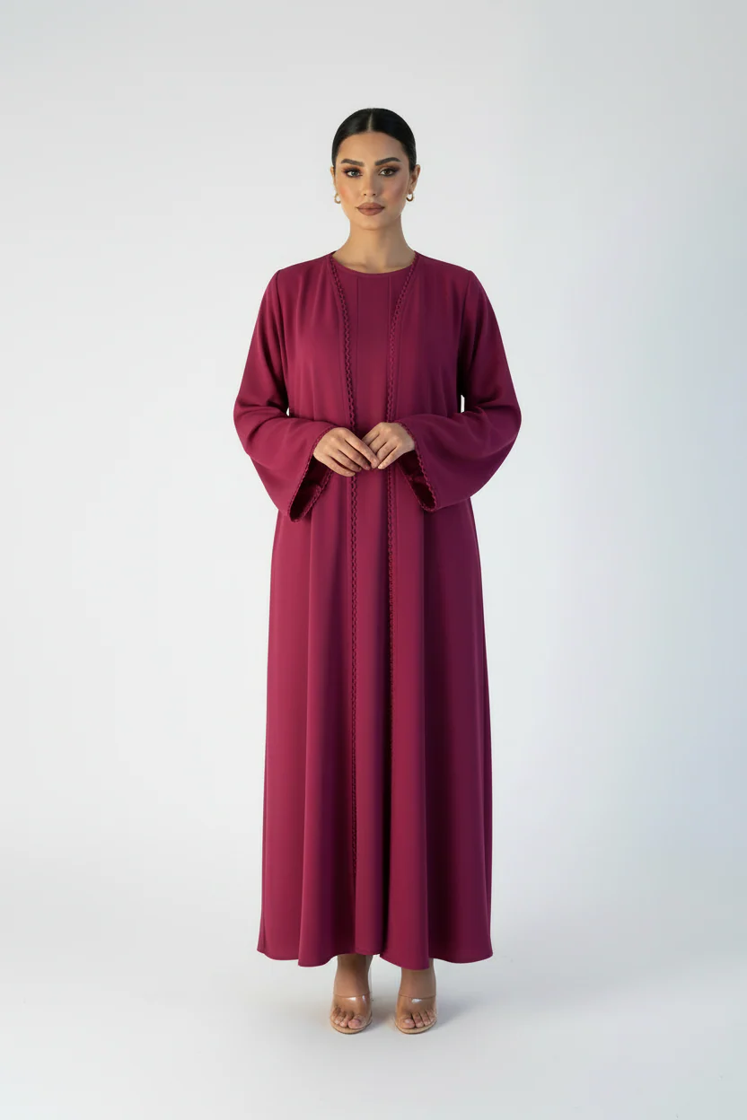 C 2118-04 Magenta Lace Abaya - Image 2