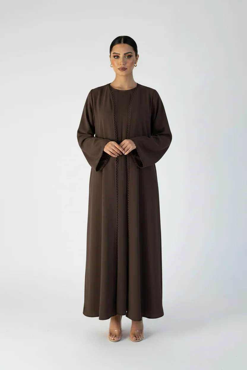 C 2118-06 Brown Lace Abaya - Image 2