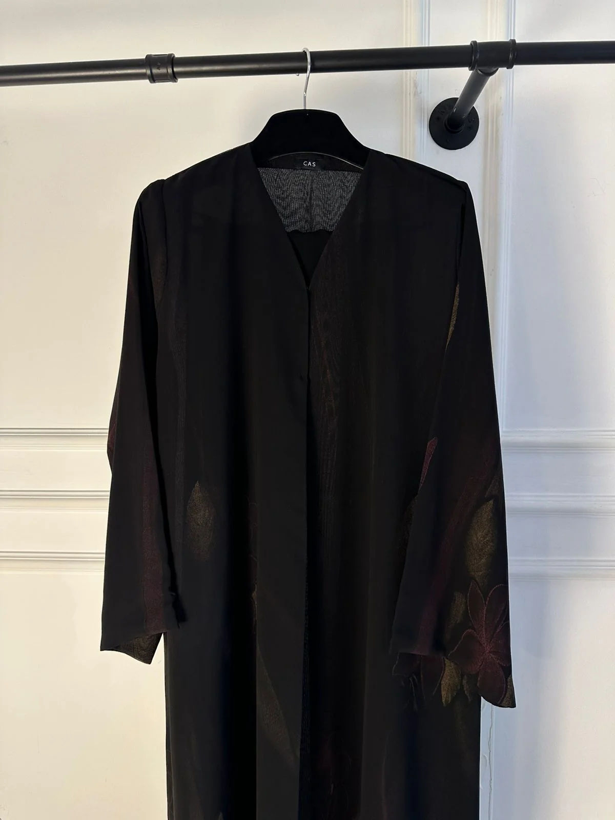 C 2119-04 Black Magenta Printed Abaya - Image 3