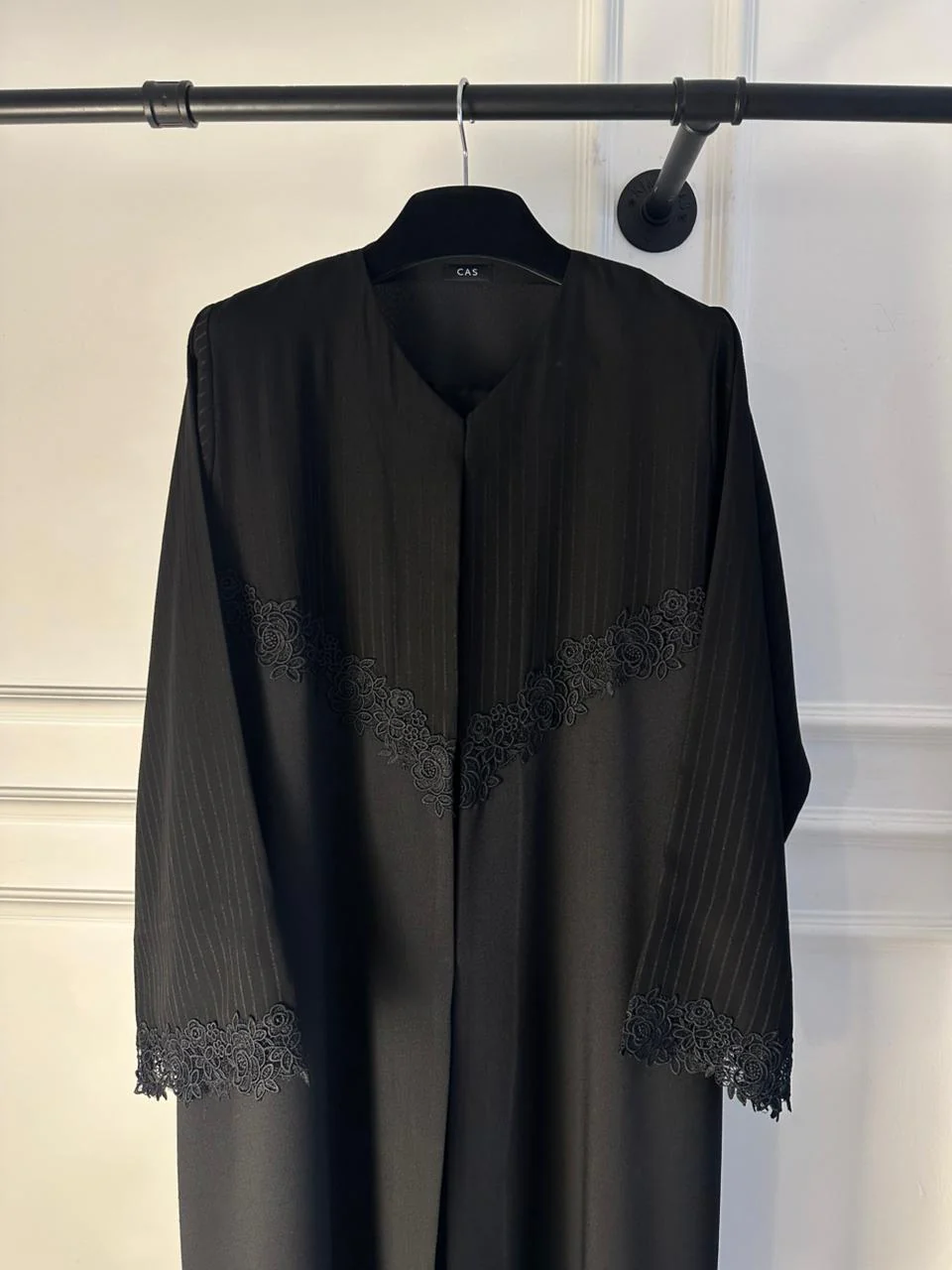 C 2130 Black Lace Abaya - Image 3