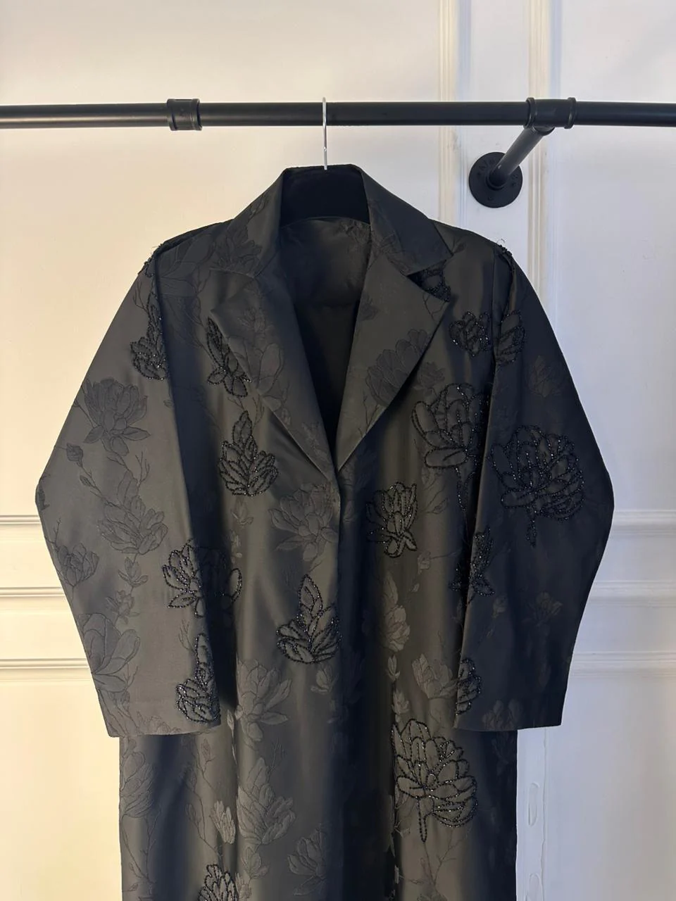 C 2144 Black Beaded Abaya - Image 3