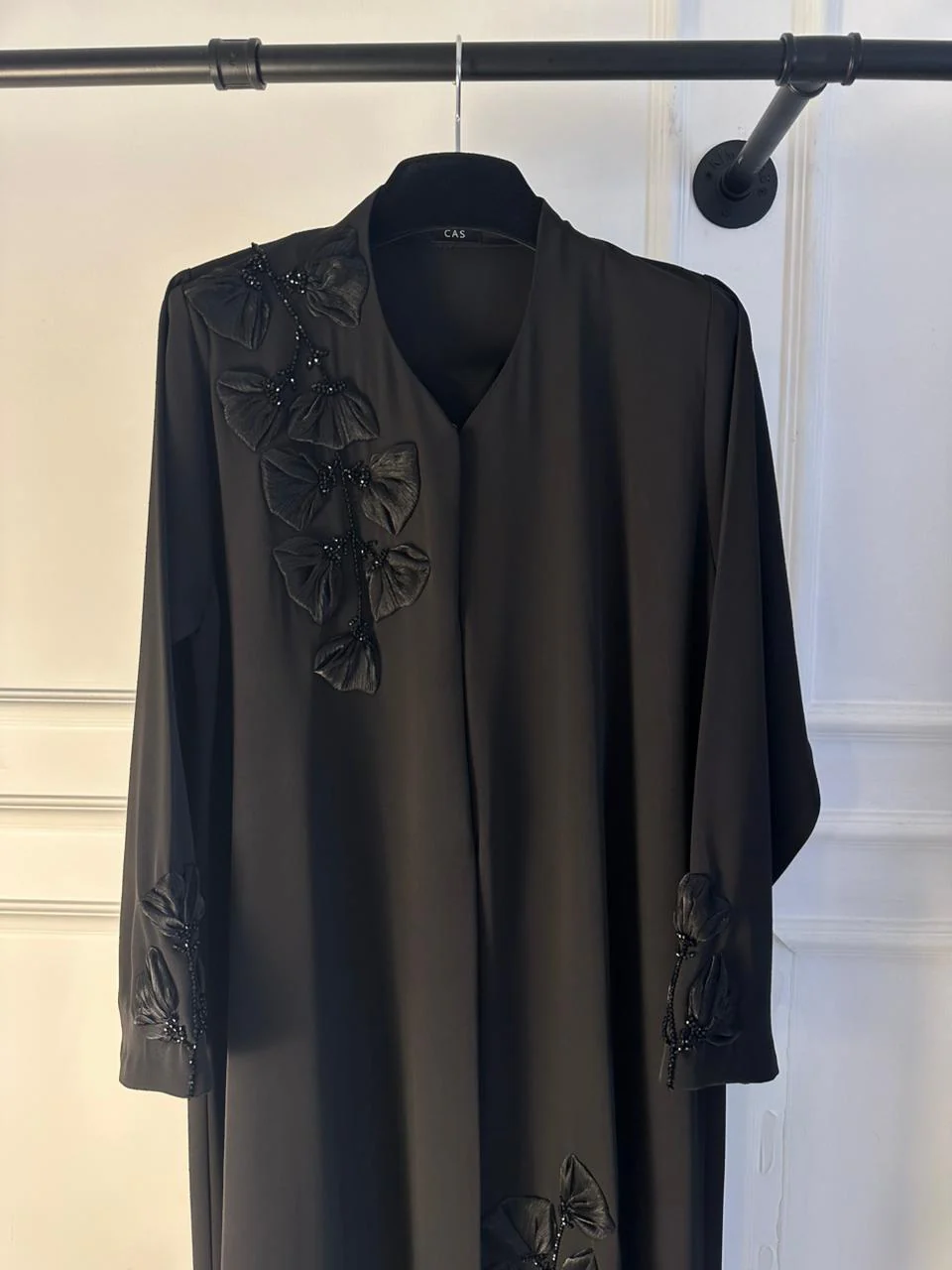 C 2145 Black Beaded Abaya - Image 3