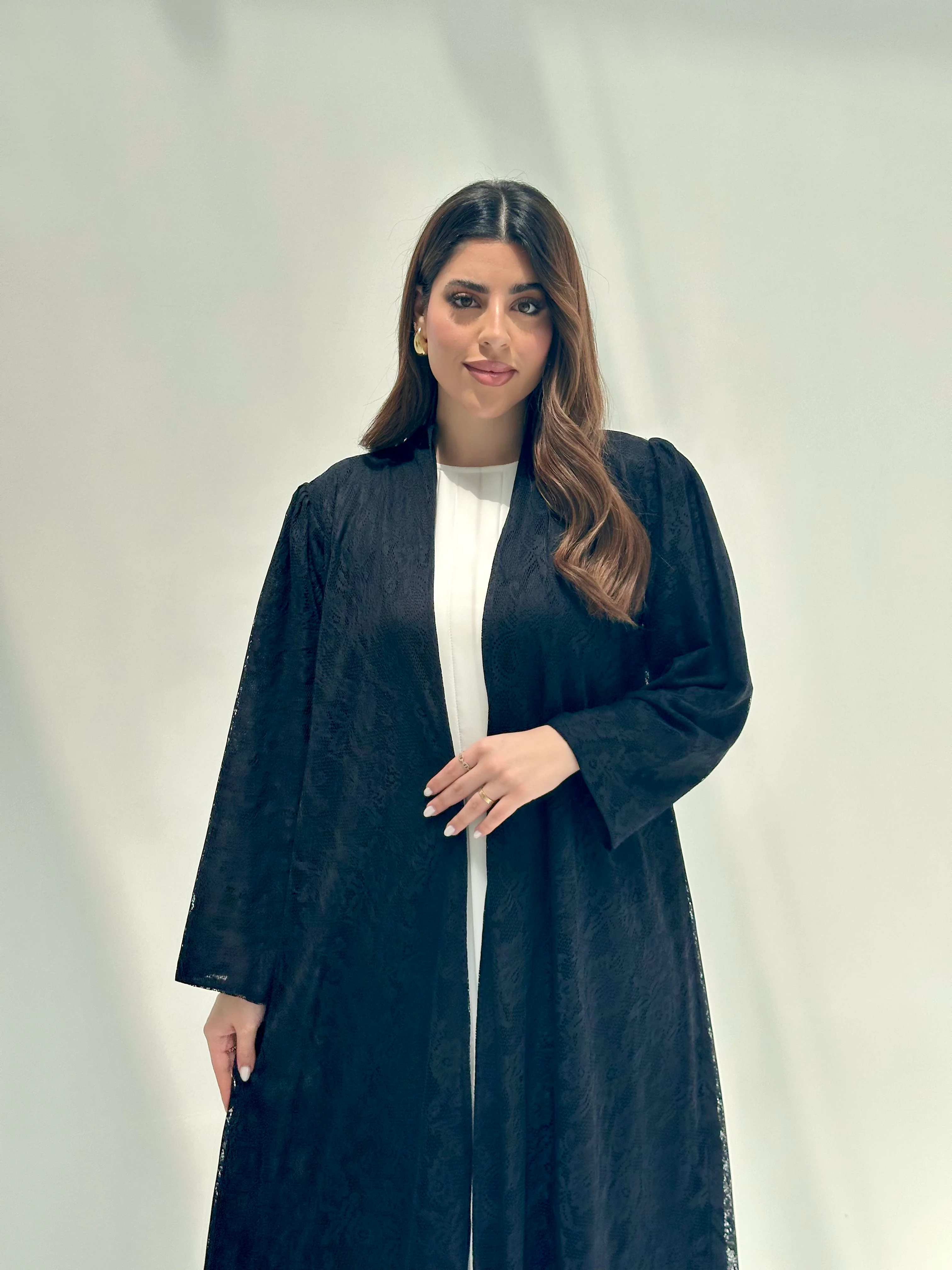 C 2155 Black Dantel Eid Abaya - Image 3