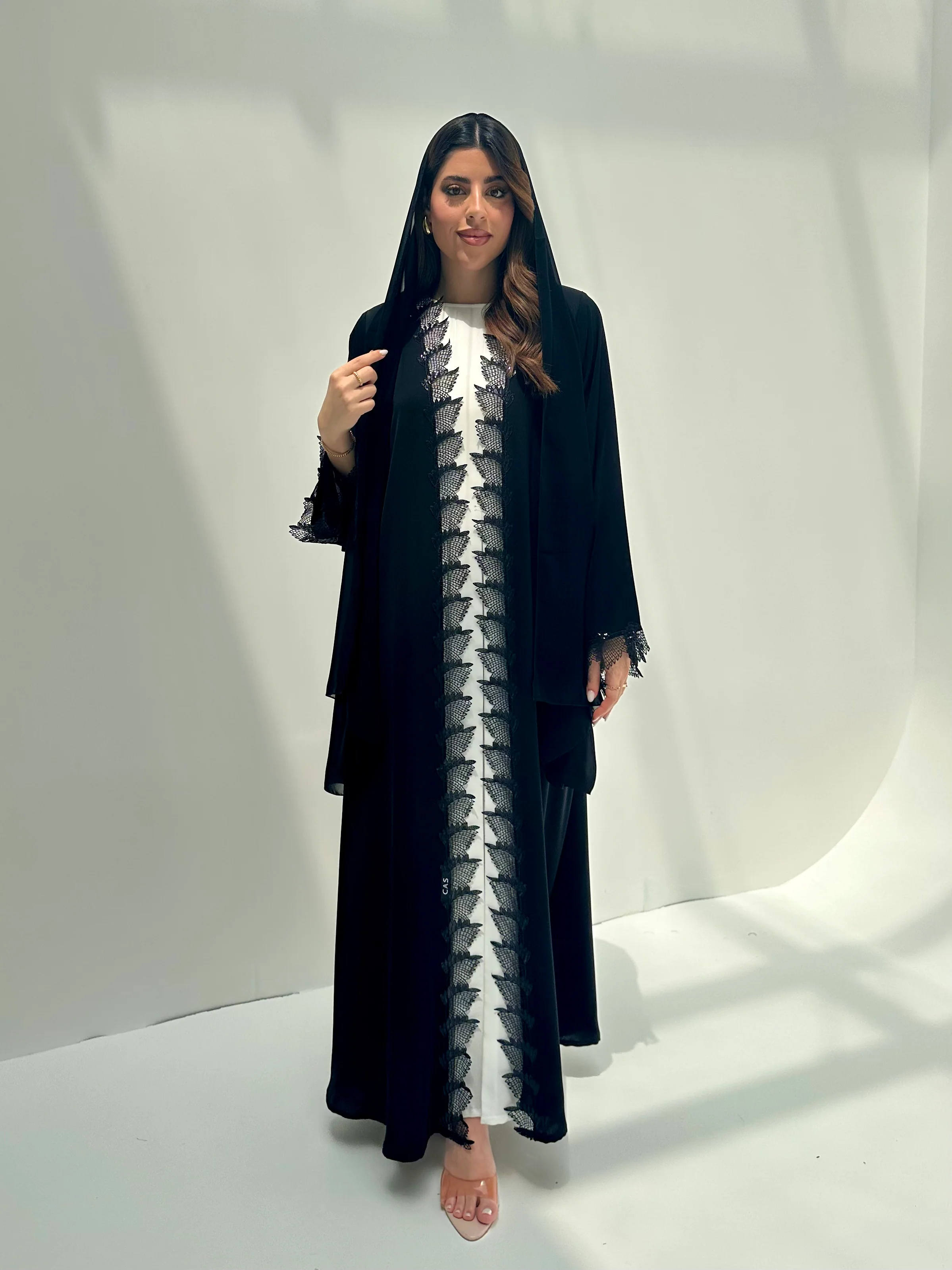 C 2156 Black Lace Eid Abaya - Image 5