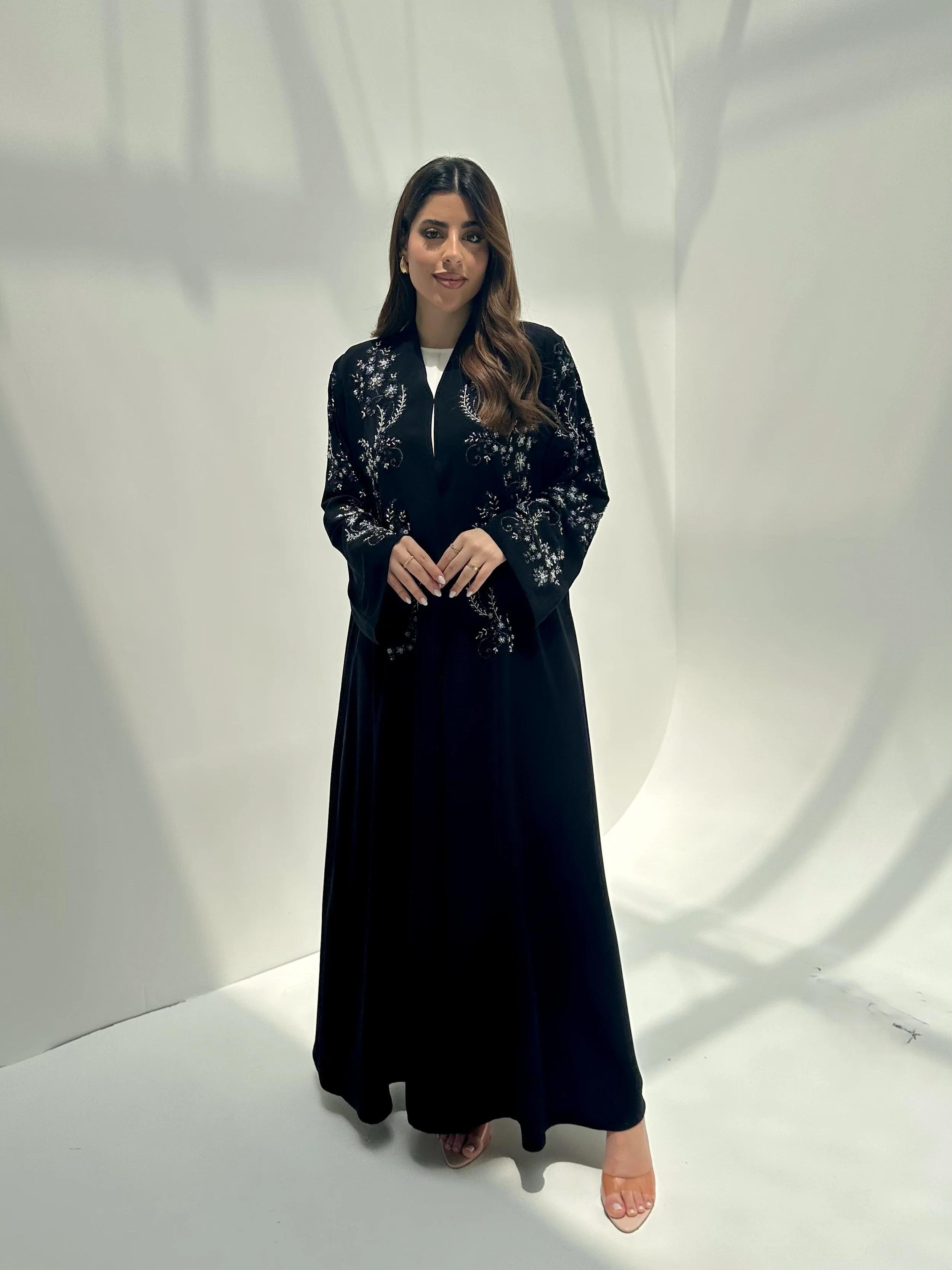 C 2158 Black Beaded Eid Abaya - Image 3