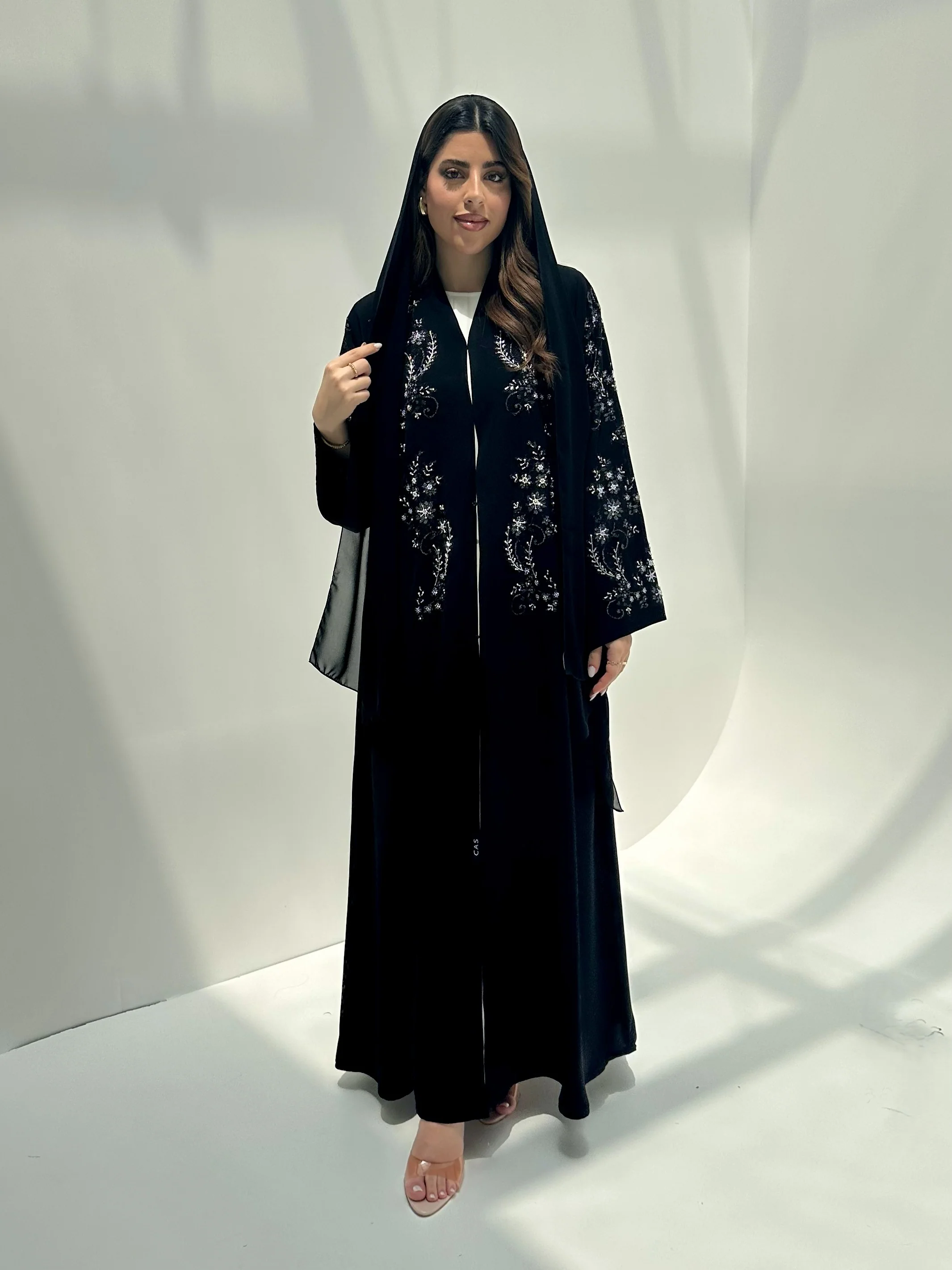 C 2158 Black Beaded Eid Abaya - Image 6