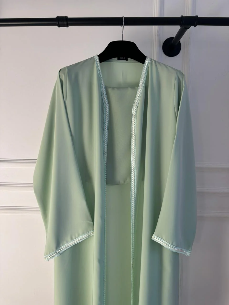 C 2178-01 Sage Green Lace Abaya - Image 3