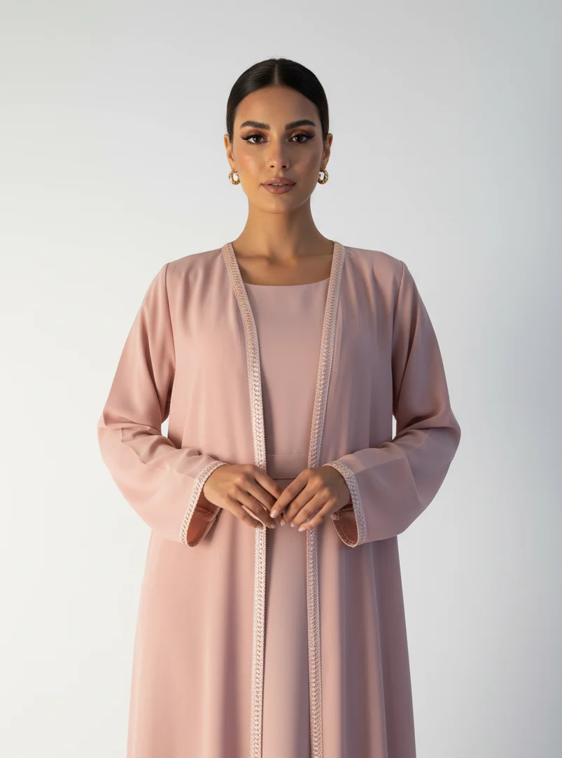 C 2178-04 Blush Pink Lace Abaya