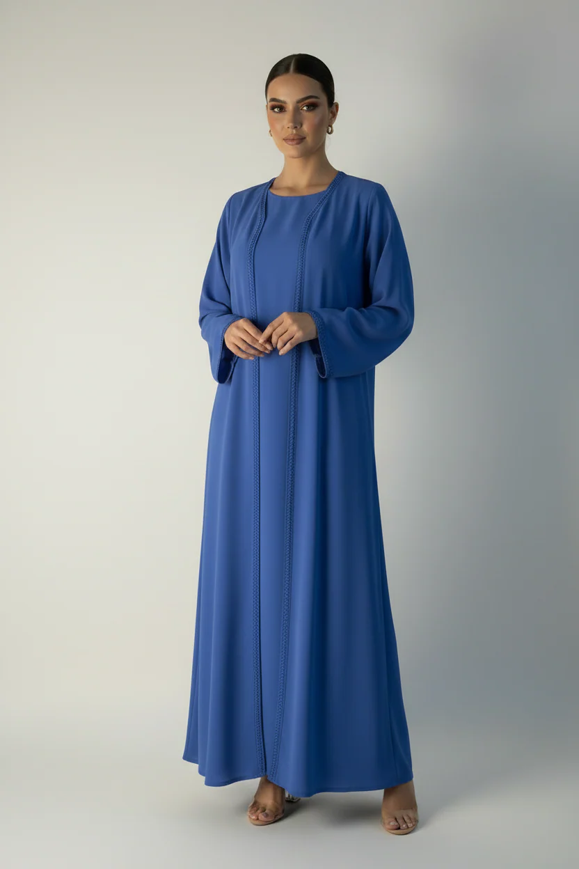 C 2178-06 Royal Blue Lace Abaya - Image 2