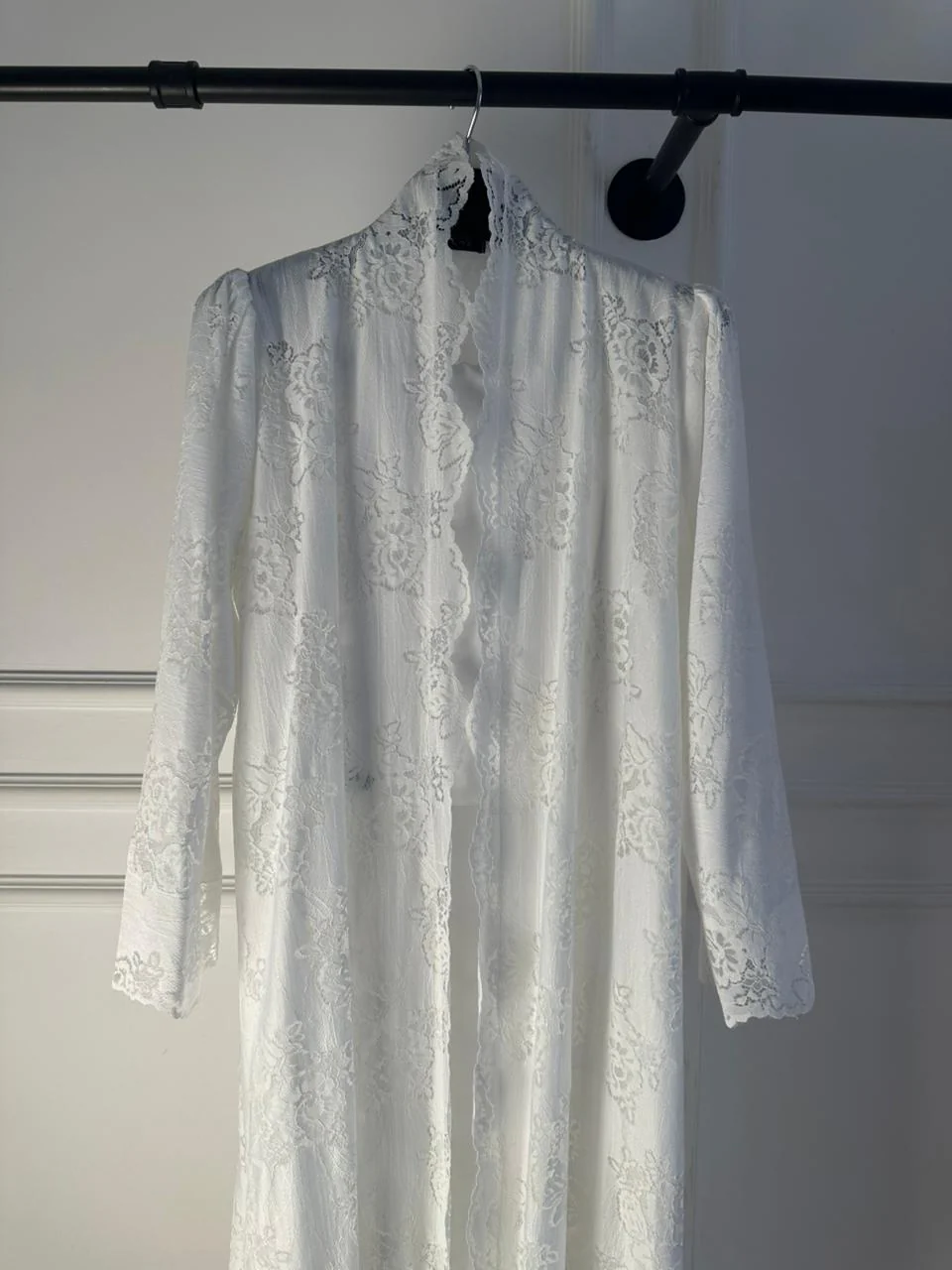 C 2187-03 Pure White Dantel Abaya - Image 3