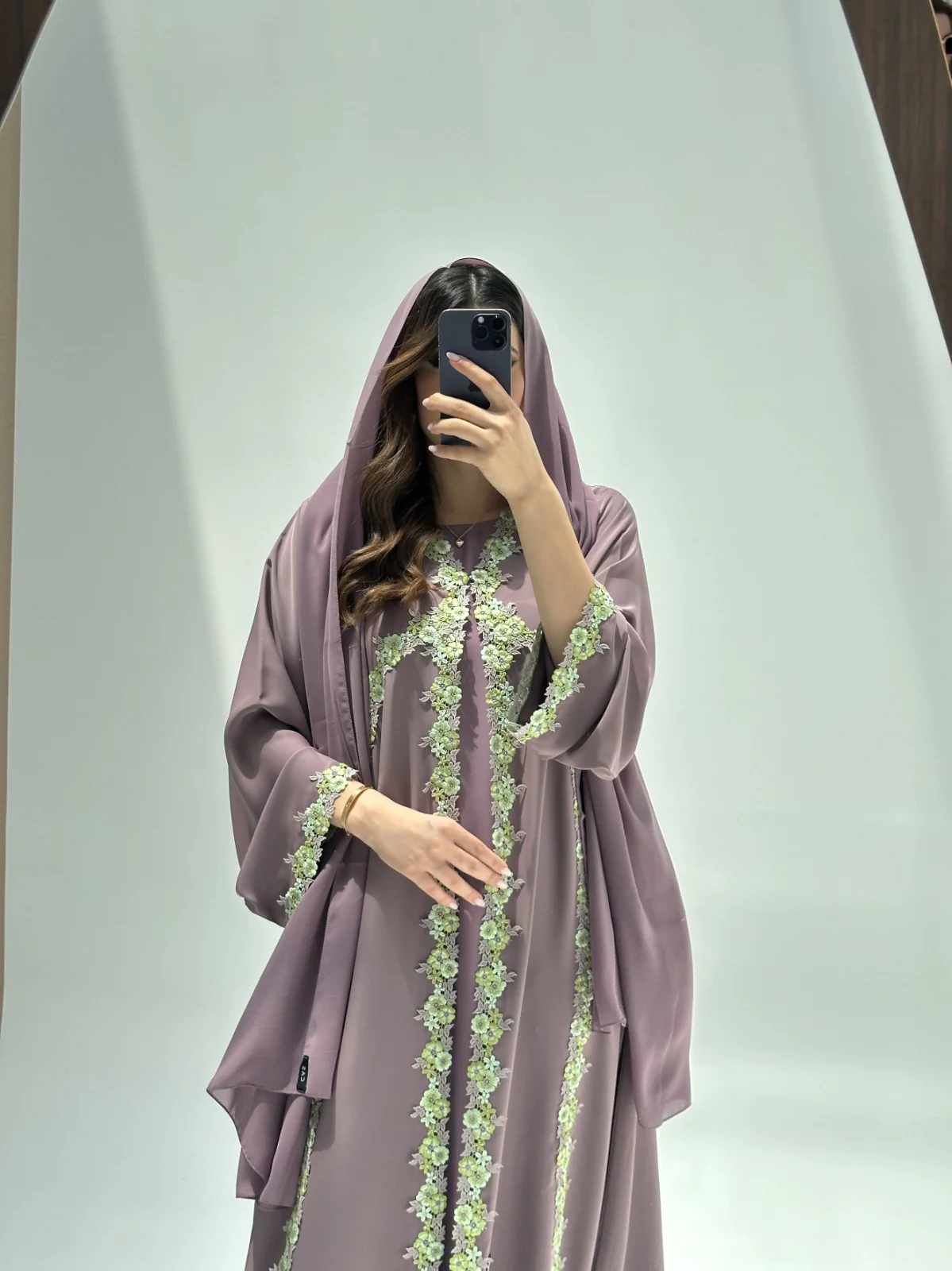 C 2223 Orchid Lace Abaya - Image 6