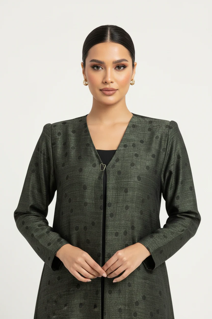 C 2227-04 Hunter Green Polka Dot Abaya