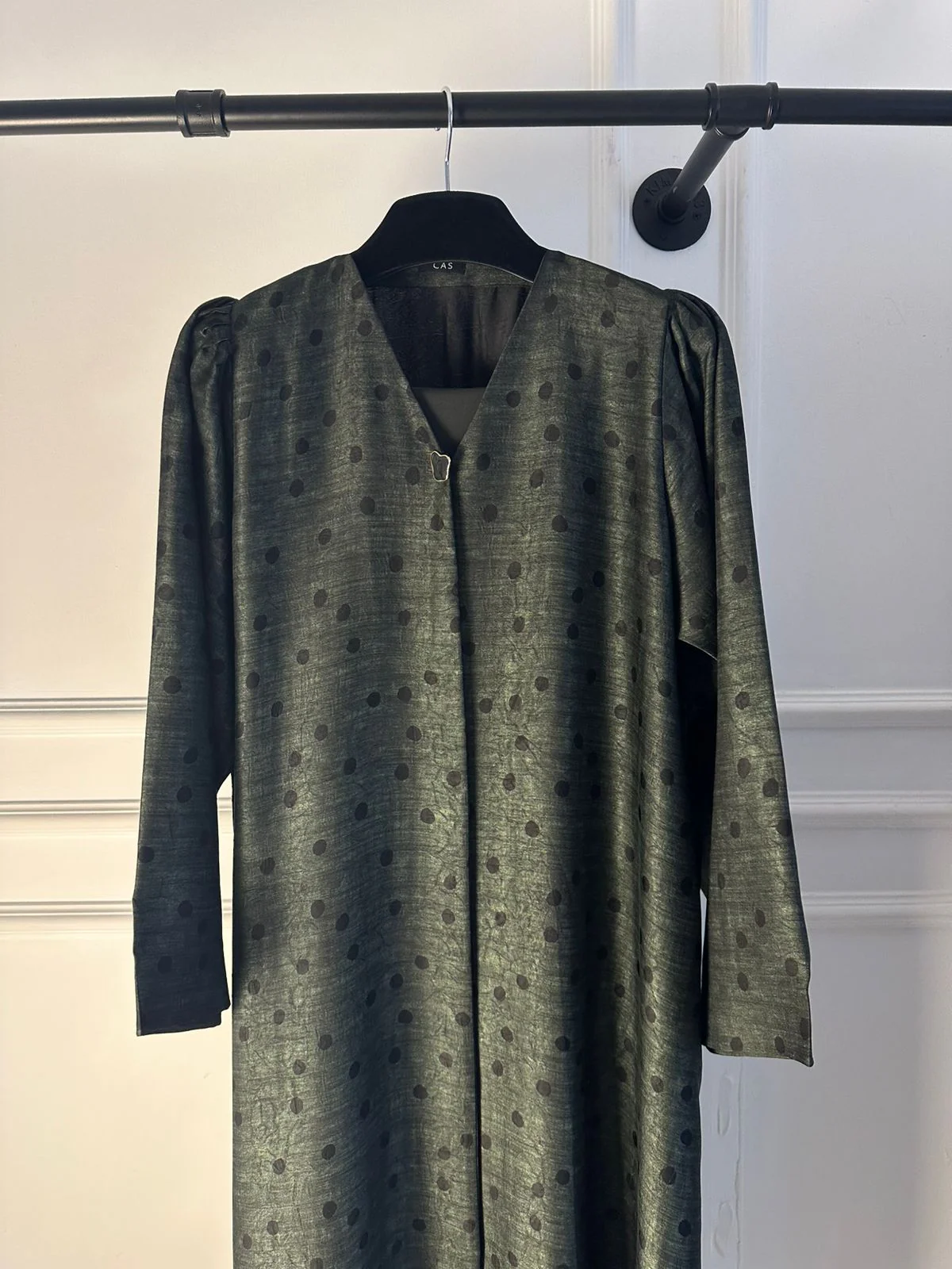C 2227-04 Hunter Green Polka Dot Abaya - Image 3