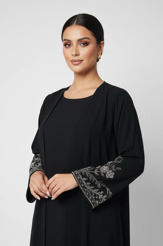 C 2235 Black Beaded Abaya