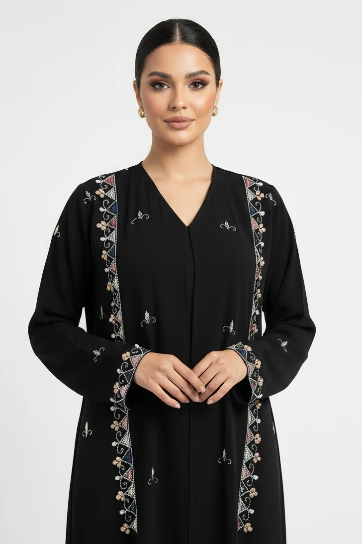 C 2247 Black Beaded Abaya