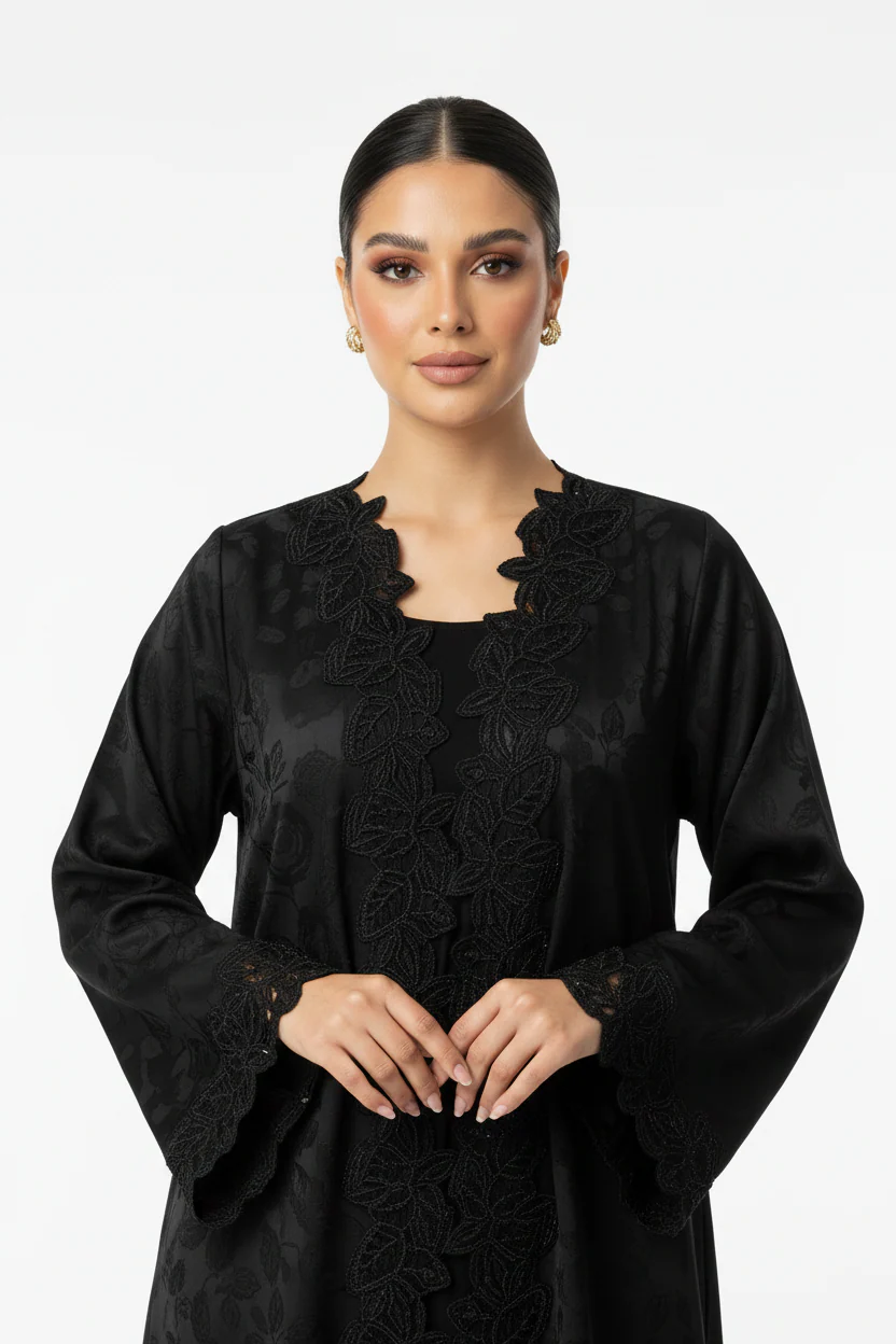 C 2249 Black Lace Abaya