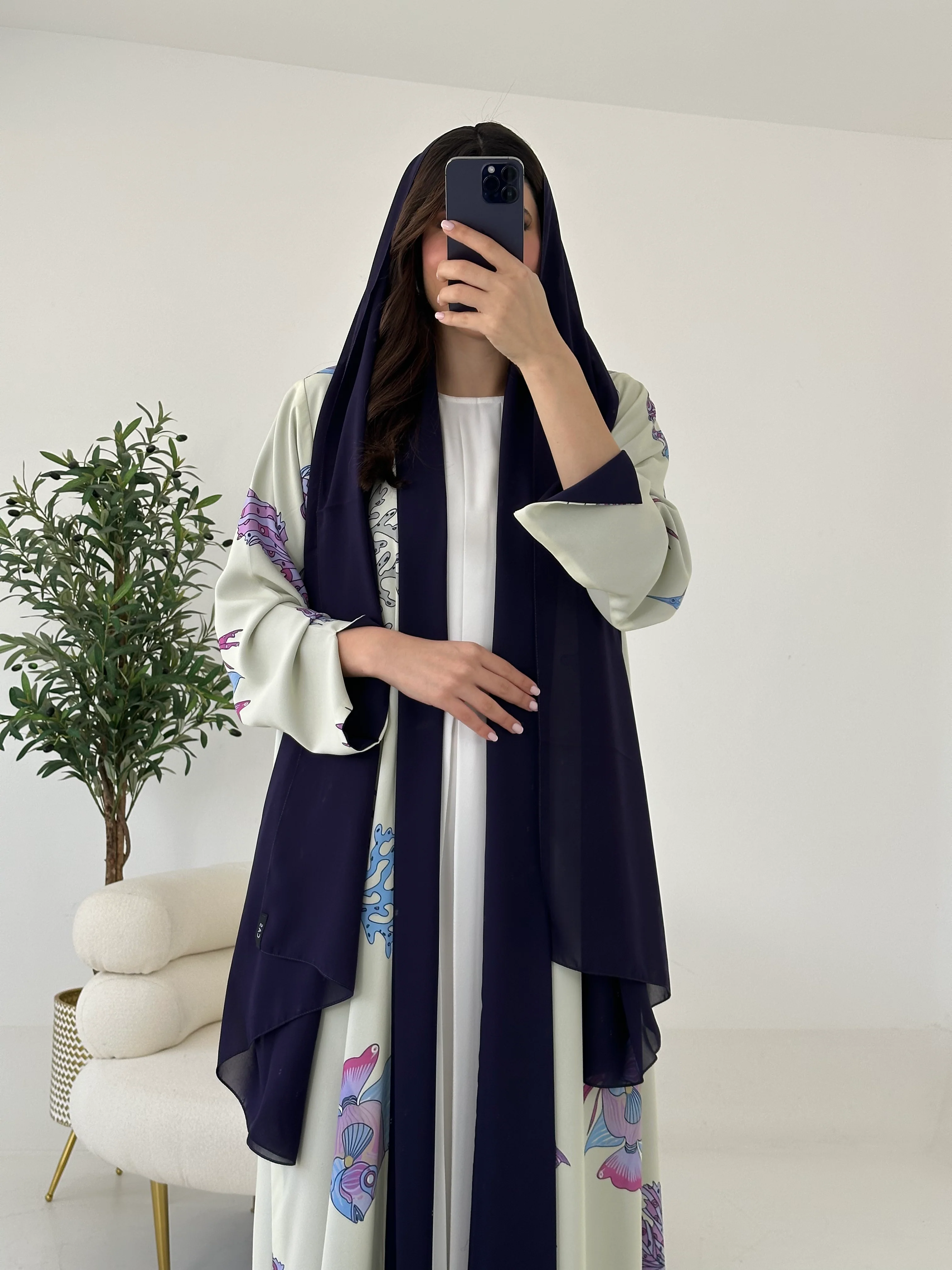 C 2260 Purple Coral Reversible Abaya