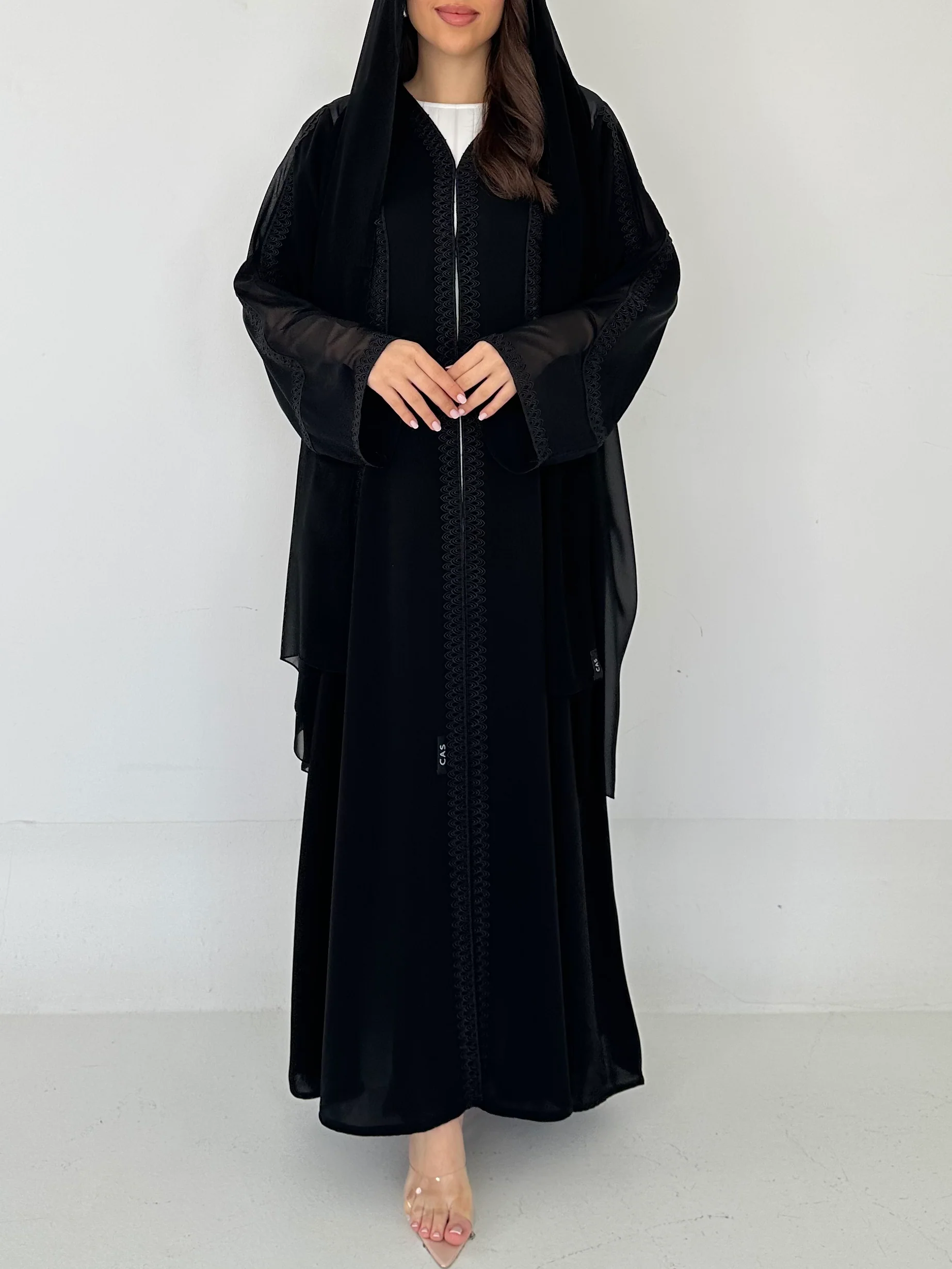 C 2281 Black Lace Abaya - Image 5