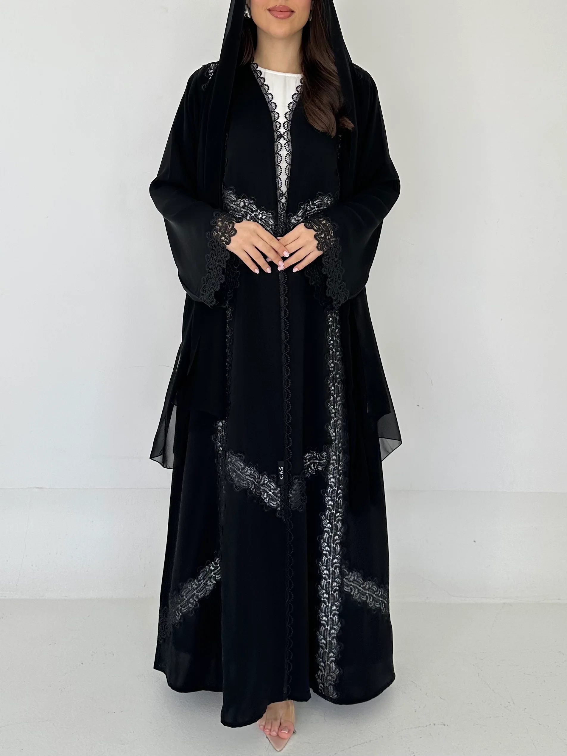 C 2285 Black Lace Abaya - Image 5